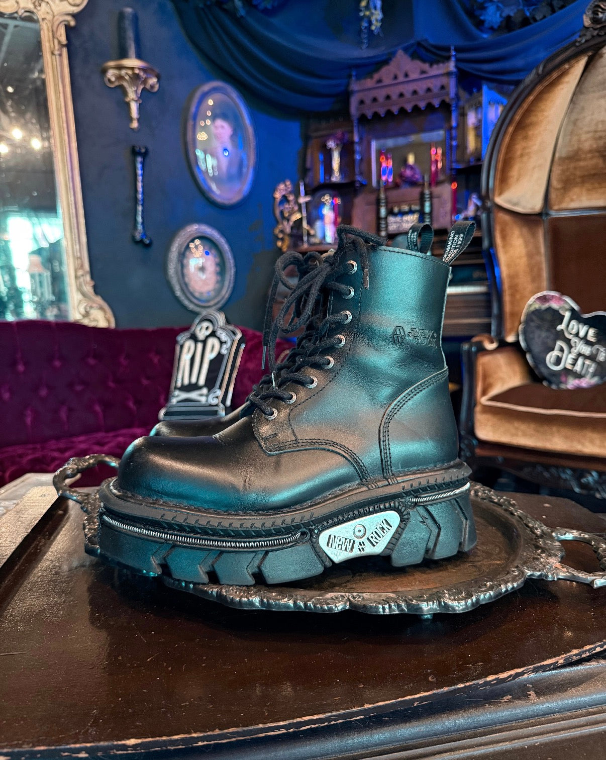 New Rock MMILI084N-S6 Black Leather Platform Boots
