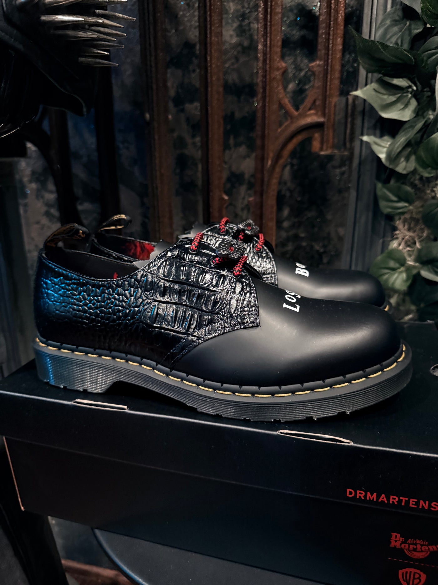 WB Lost Boys x Dr. Martens Ultra Vampire Fan Black Croc Ankle Boots
