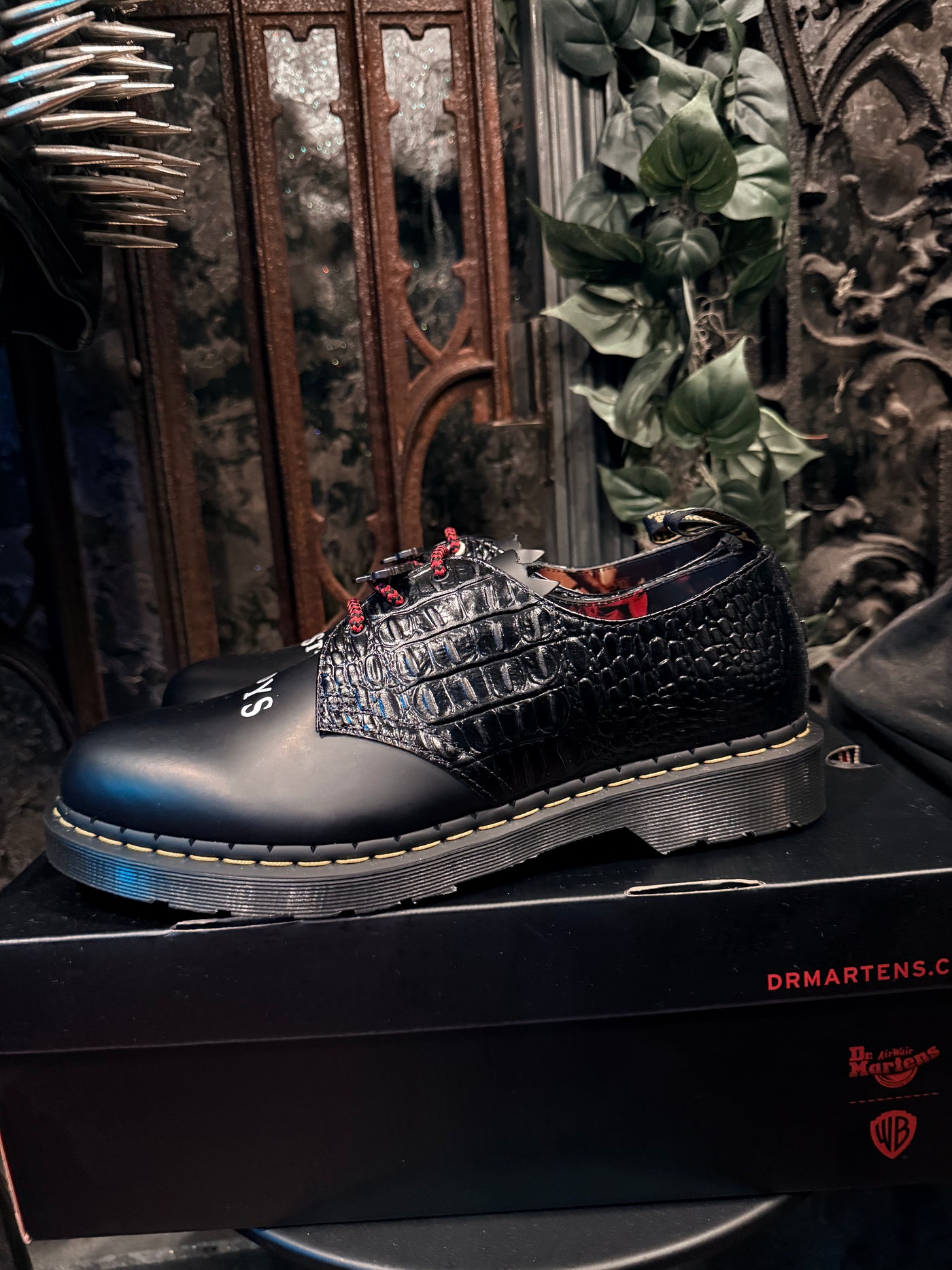 WB Lost Boys x Dr. Martens Ultra Vampire Fan Black Croc Ankle Boots