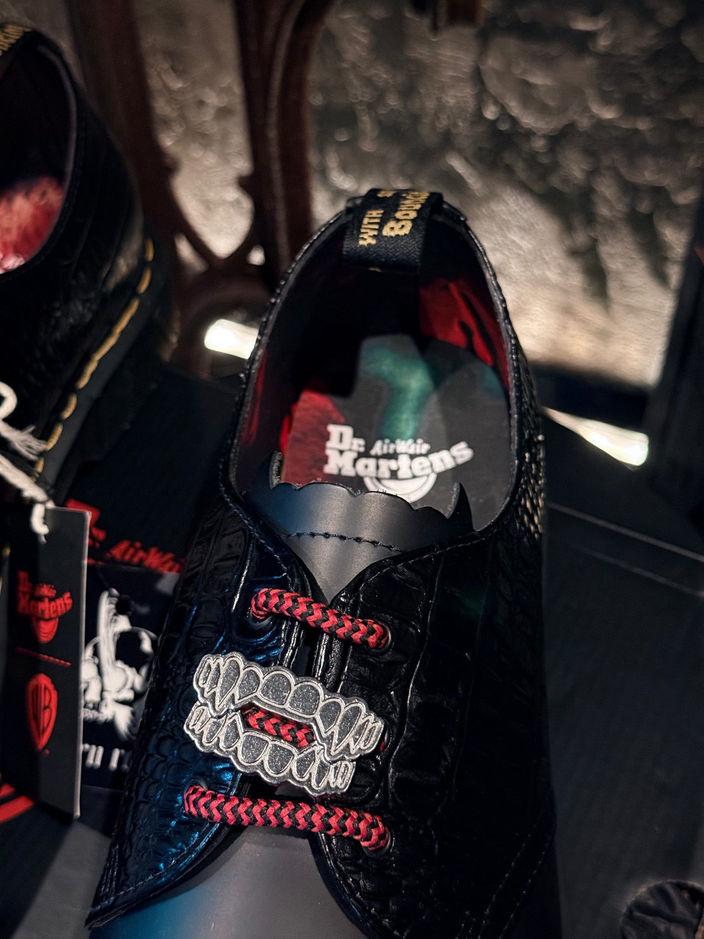 WB Lost Boys x Dr. Martens Ultra Vampire Fan Black Croc Ankle Boots