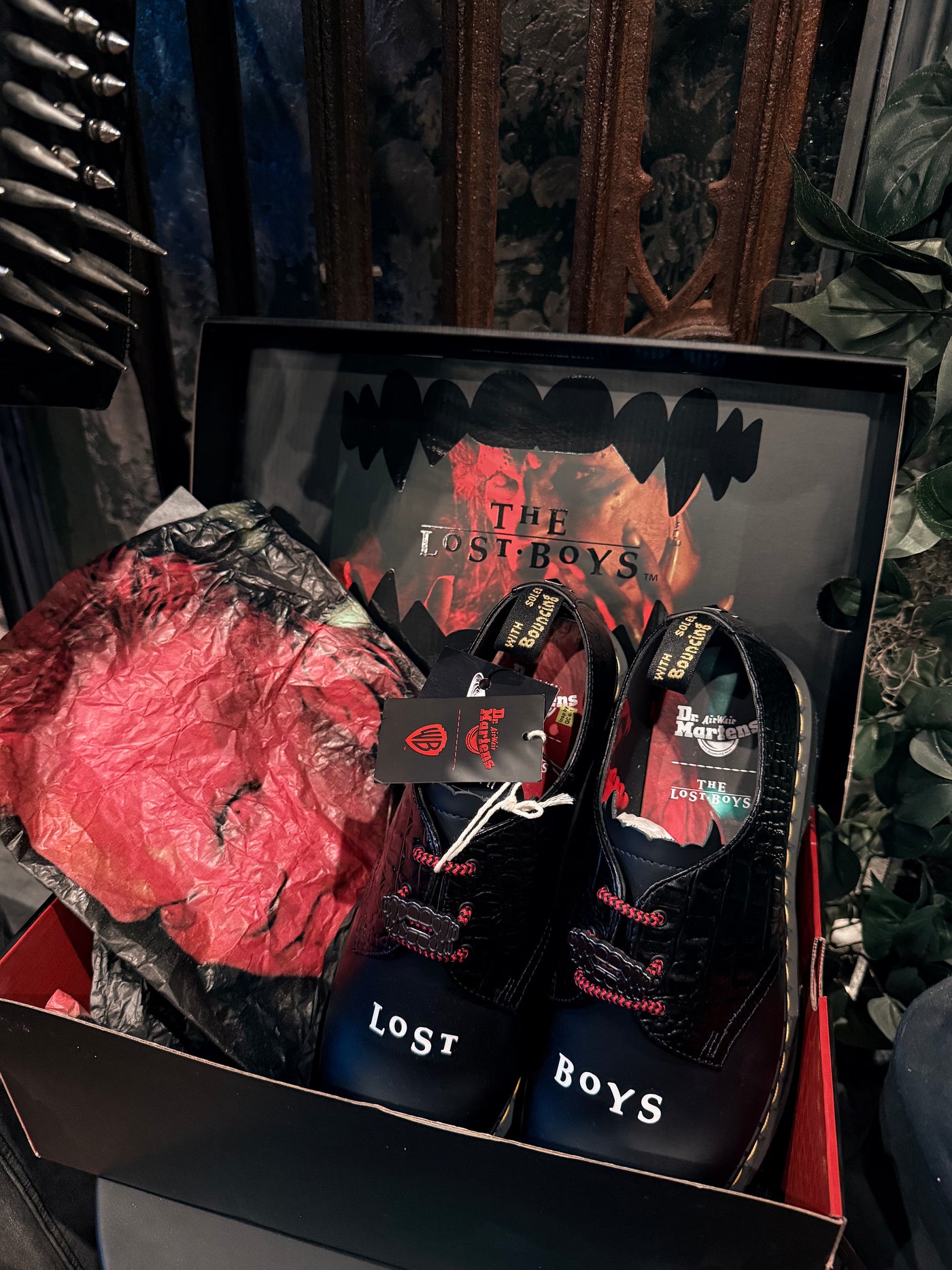 WB Lost Boys x Dr. Martens Ultra Vampire Fan Black Croc Ankle Boots