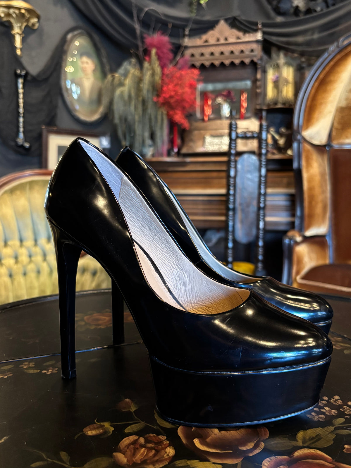 Black Glossy Platform Stiletto Pumps by Steve Madden