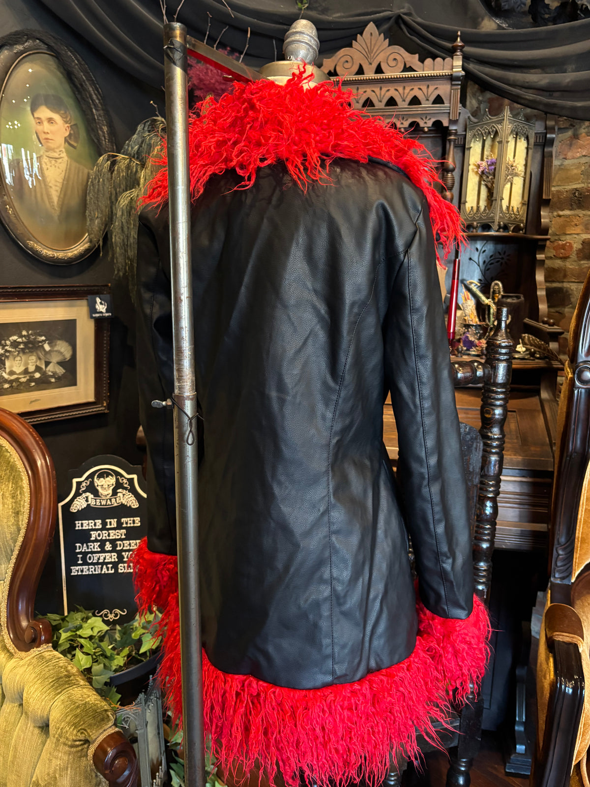 Discontinued Current Mood “No Bad Vibes” Faux Fur Jacket