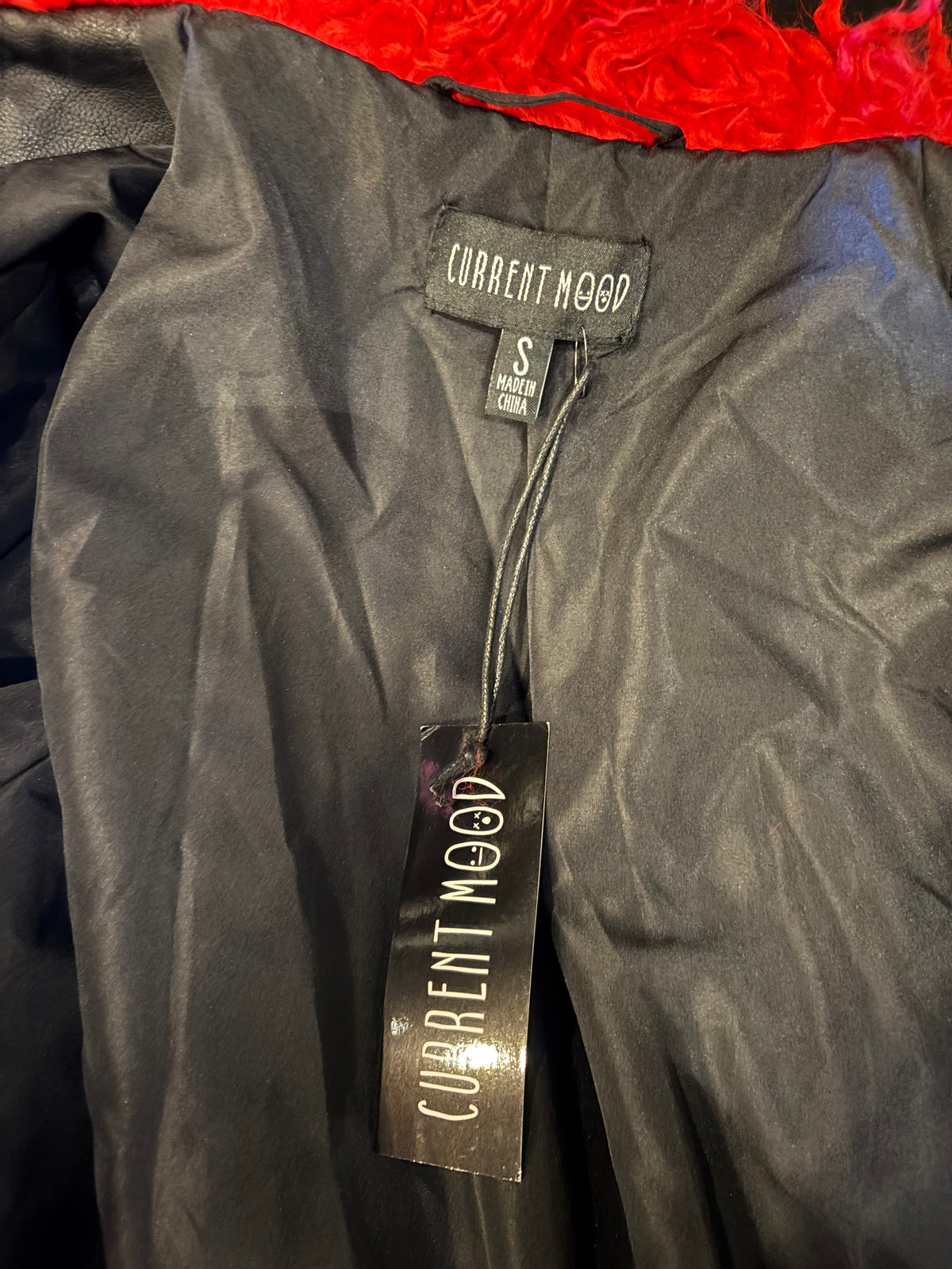 Discontinued Current Mood “No Bad Vibes” Faux Fur Jacket