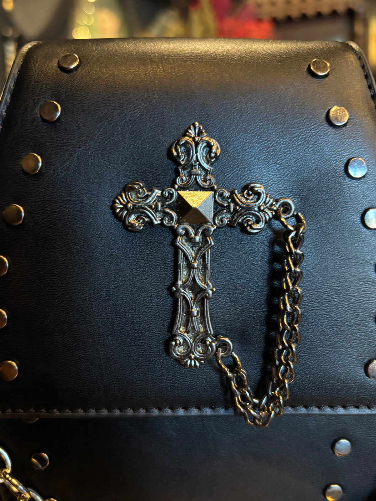 Gothic Studded Vegan Leather Cross Coffin Purse