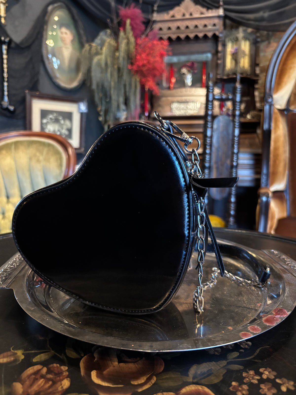 Faux Leather Heart Shaped Razor Blade Crossbody Purse