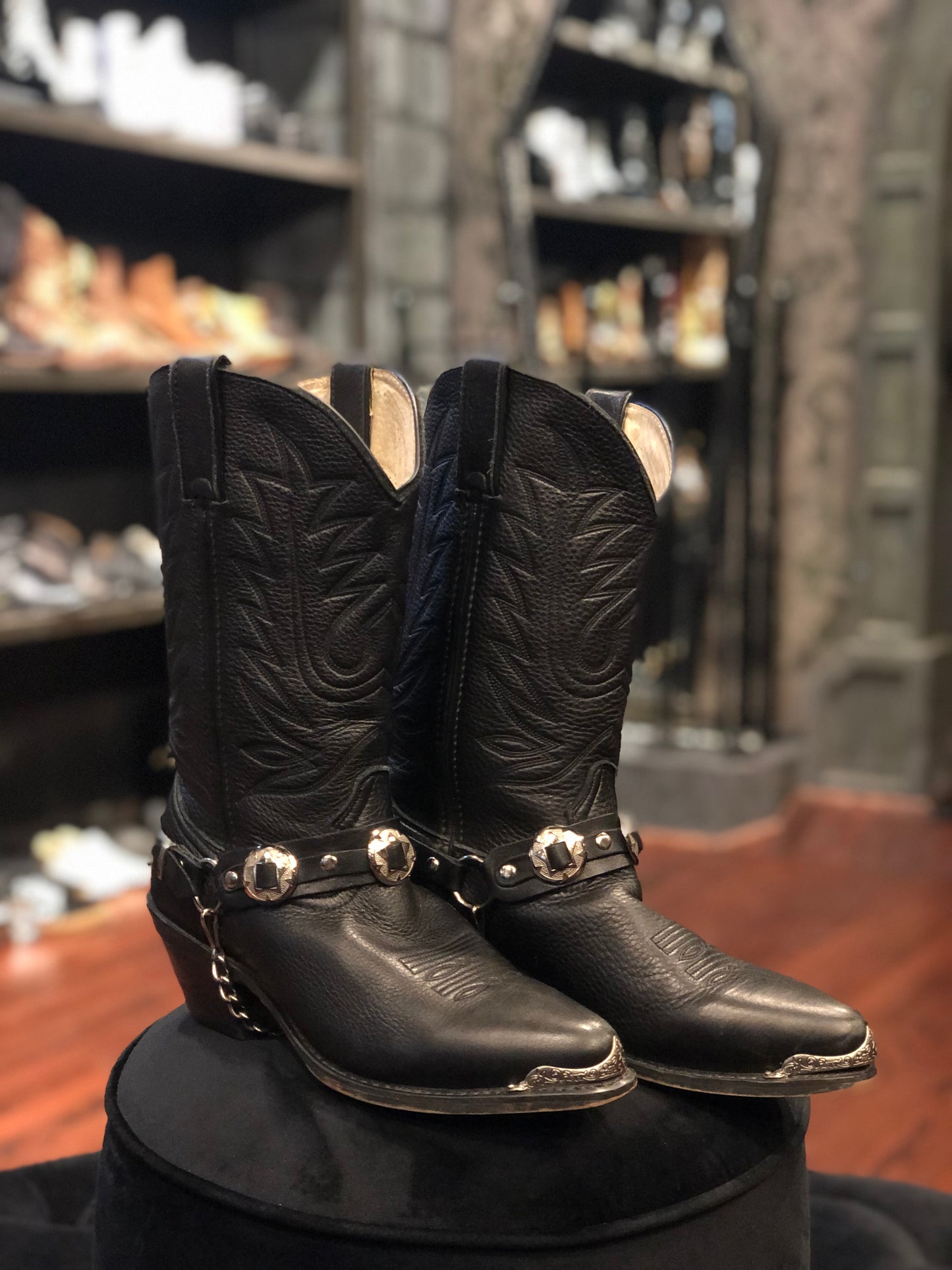 Durango Black Leather Strapped Cowboy Boots Size Women’s 8.5