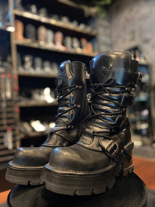 Vintage New Rock Classic Silver Heeled Boots