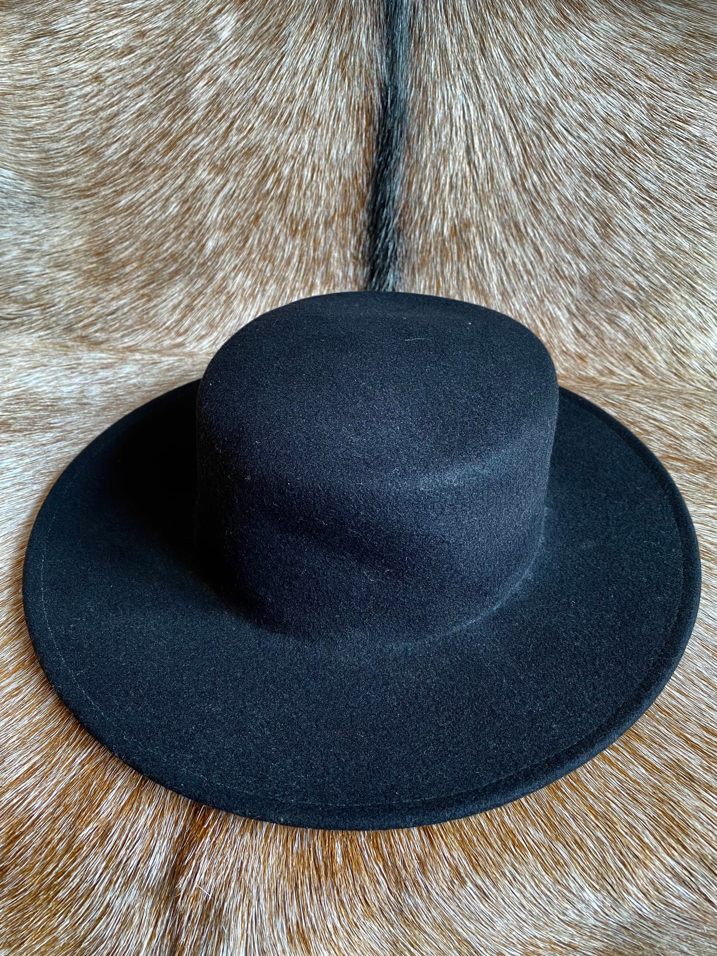 Vintage Black Felt Wide Brim Western Hat