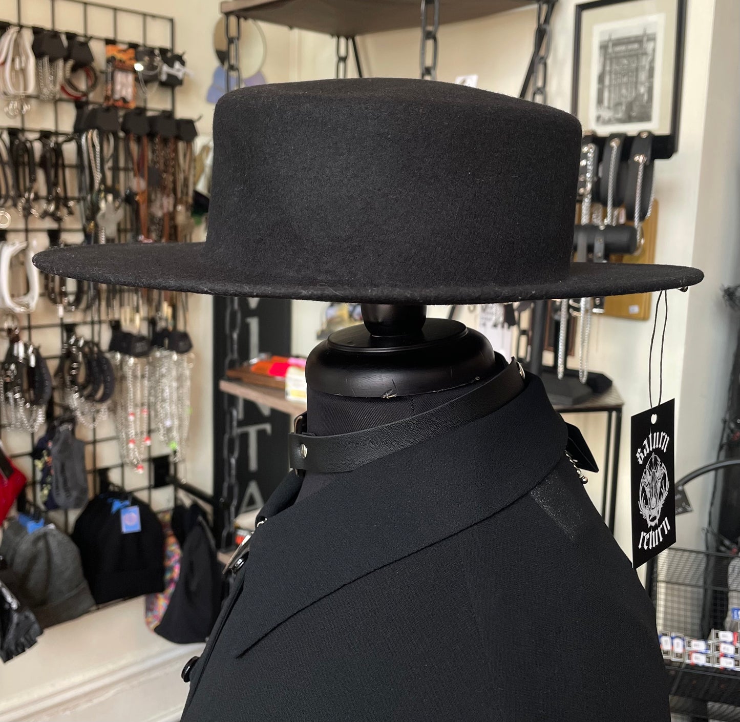 Vintage Black Felt Wide Brim Western Hat