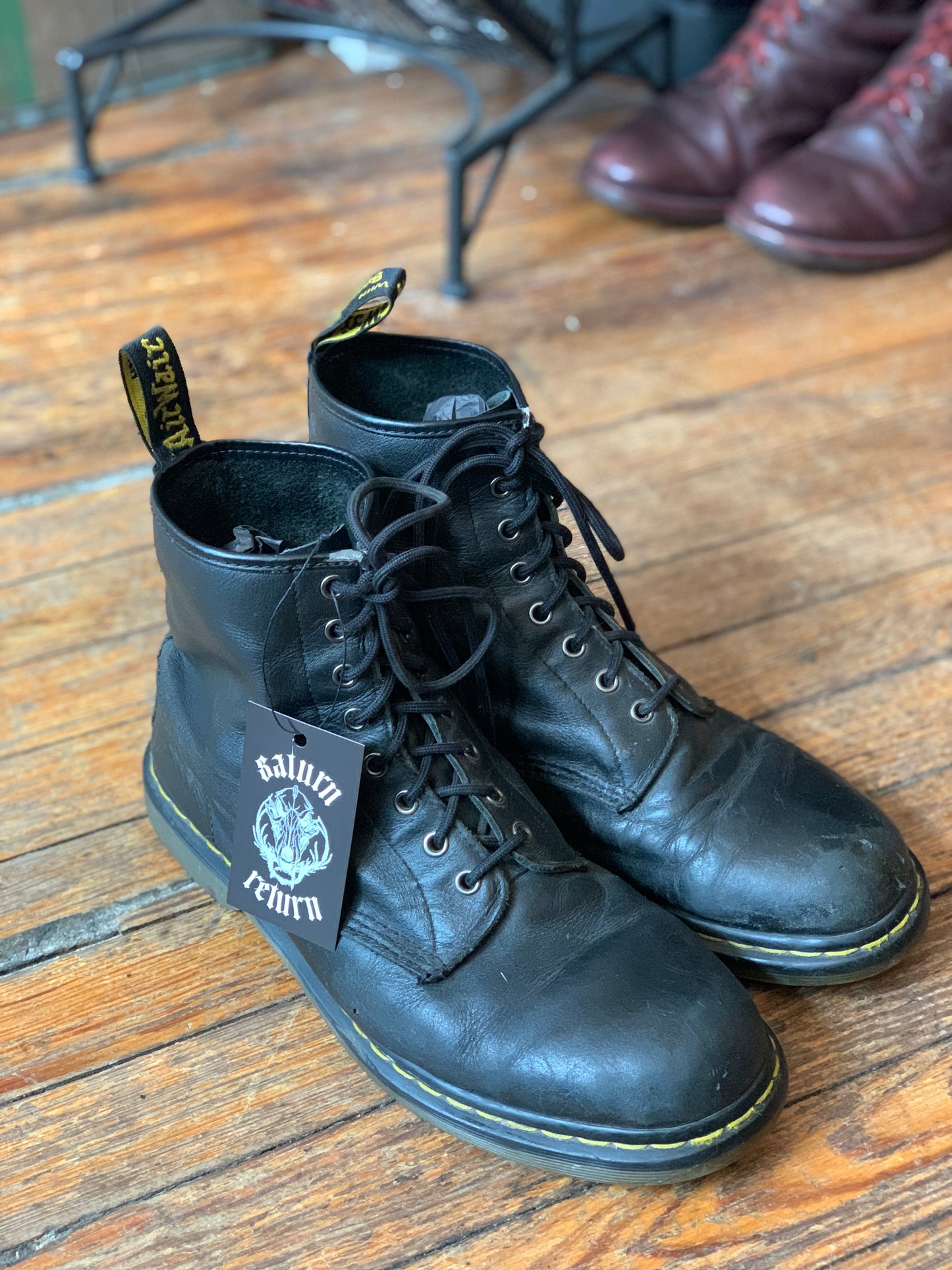 Black Leather 1460 Doc Martens Combat Boots