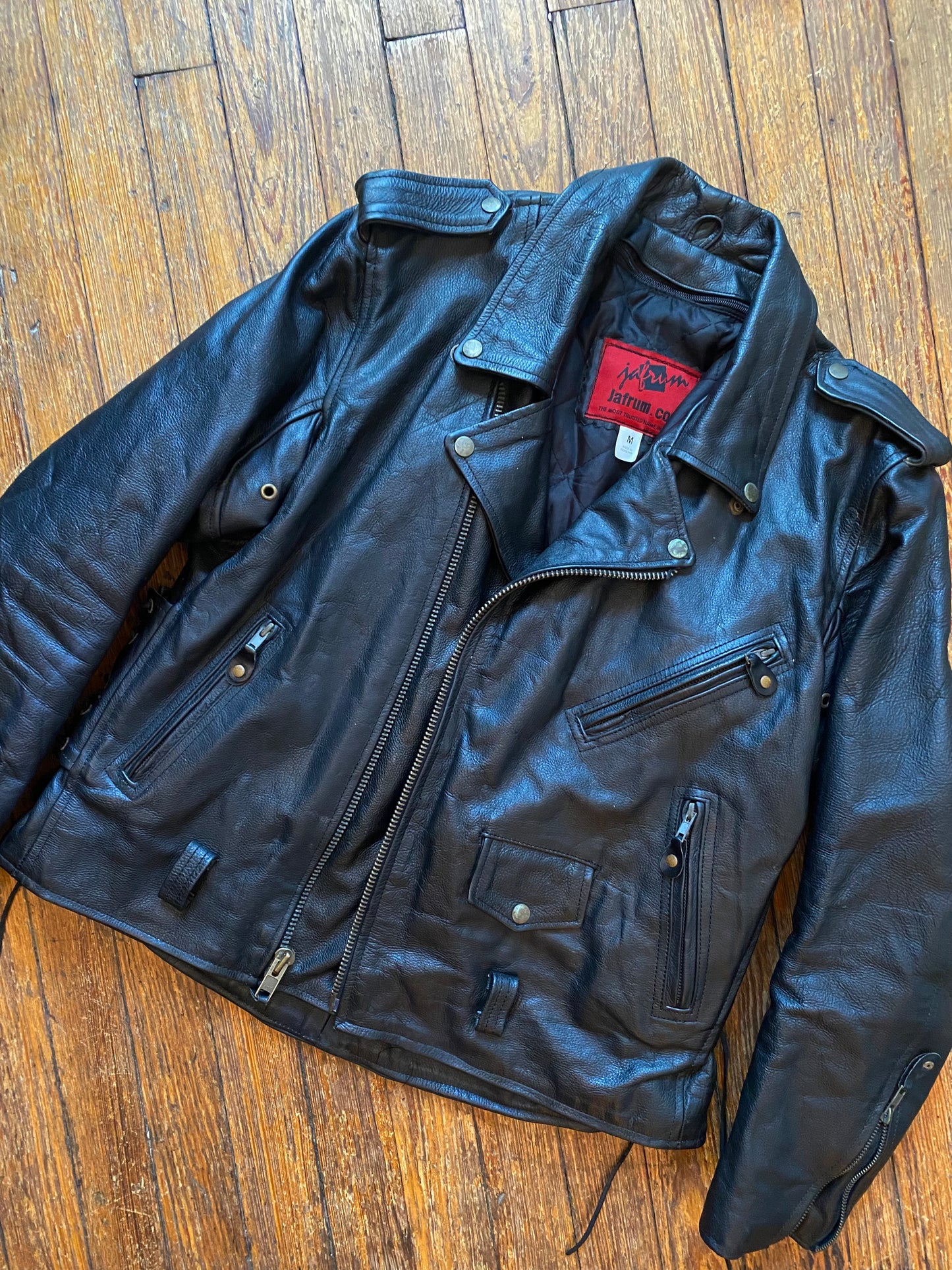 Vintage Jafrum Leather Motorcycle Jacket w/ Removable Lining