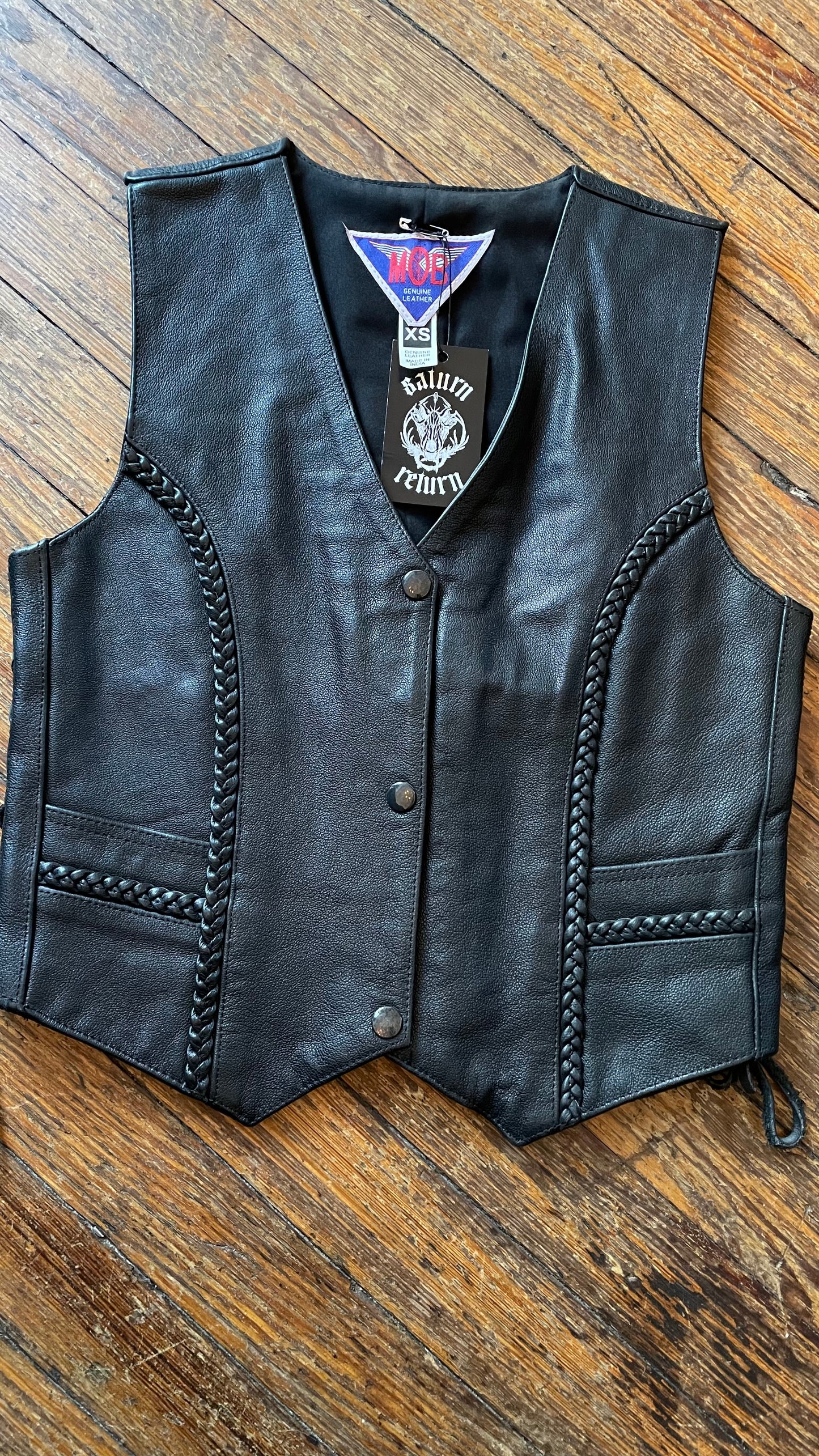 Pre-Loved MOB Black Leather Biker Vest