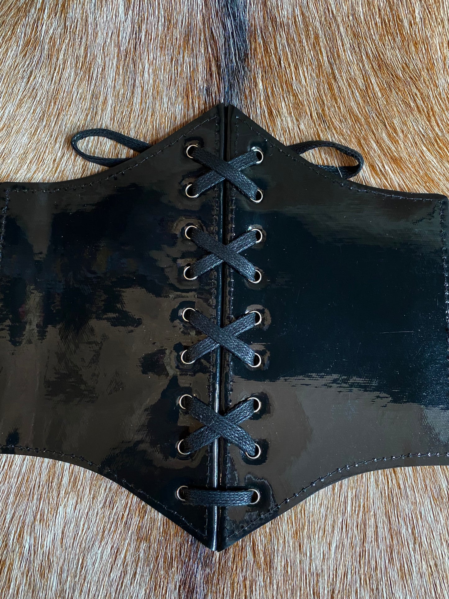 Black Vinyl Lace Up Under-Bust Belt