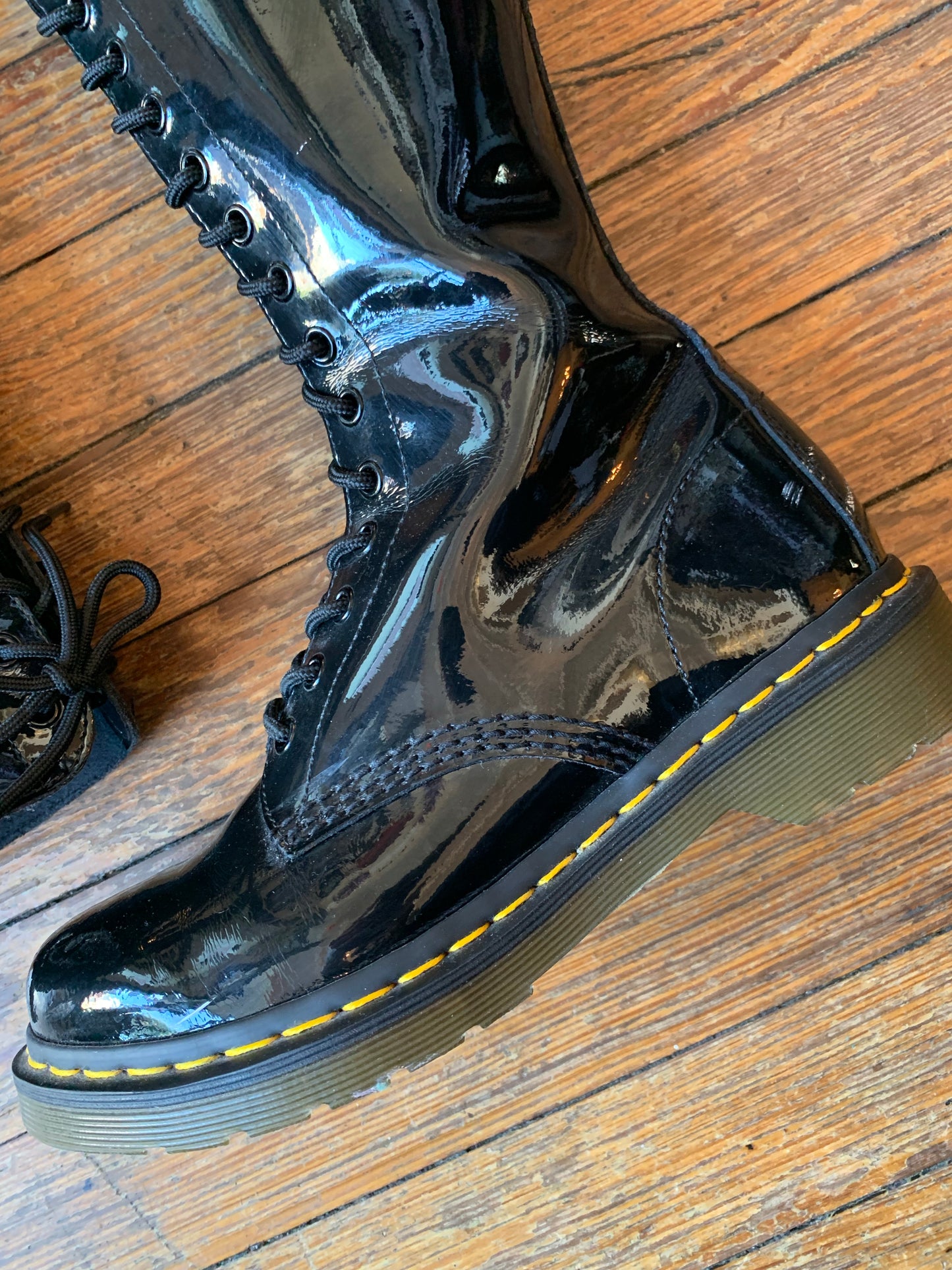 Doc Marten 20 Eyelet Black Patent Leather Combat Boots