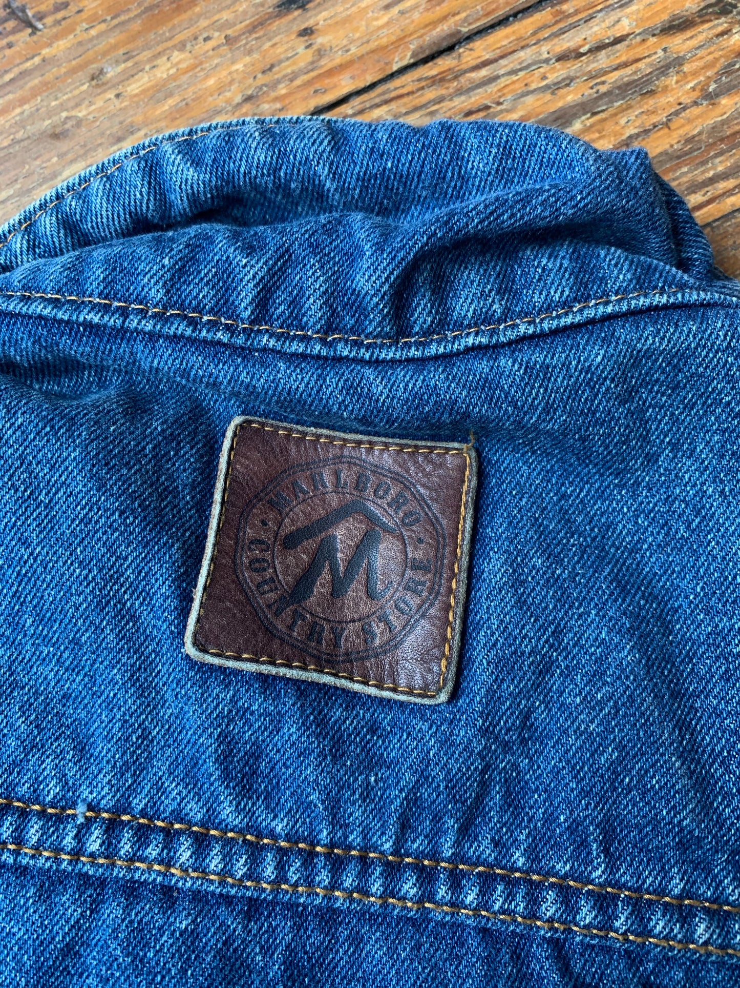Vintage Marlboro Denim Leather Collar Denim Jacket