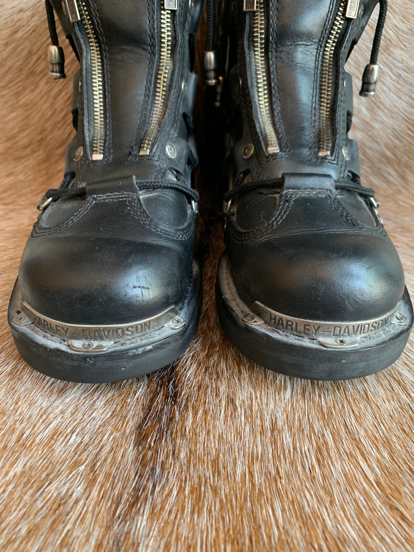 Vintage Harley-Davidson Double Zipper Ankle Boots