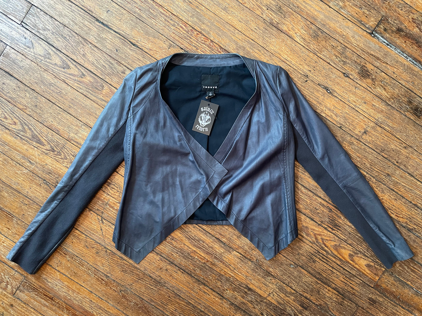Trouvé Soft Blue Leather Waterfall Jacket
