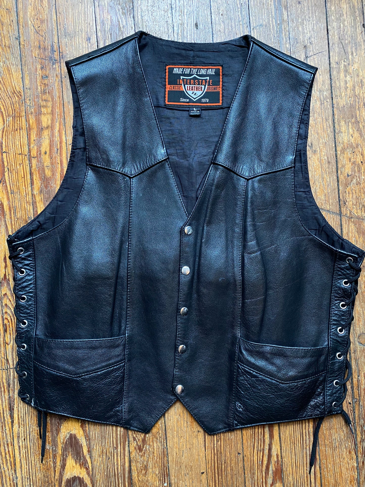 Vintage Interstate Leather Lace Up Vest