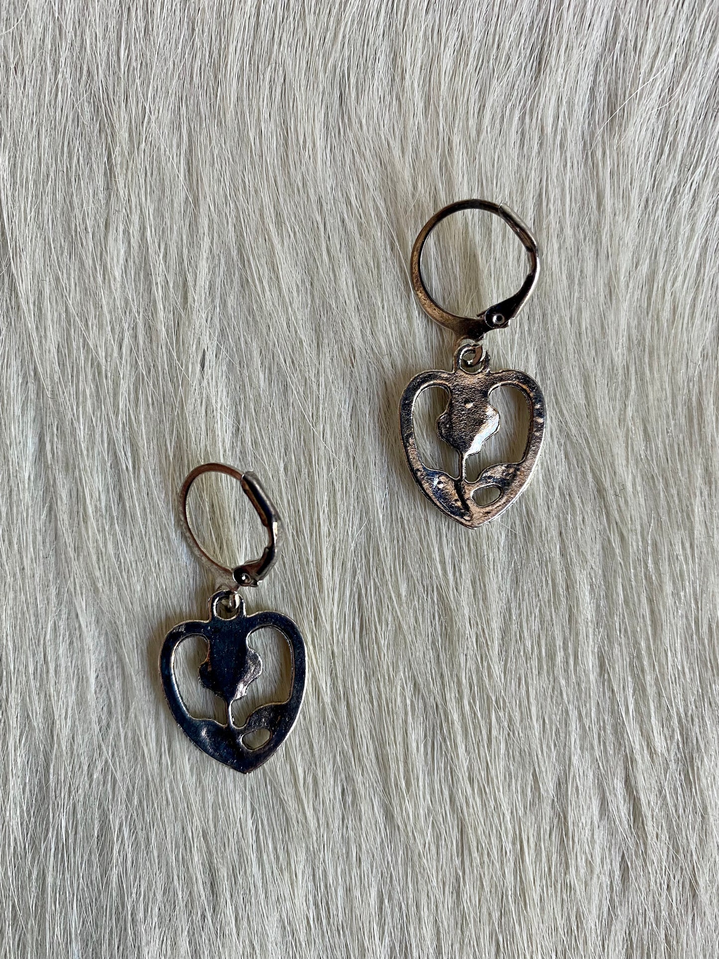 Tiny Heart & Rose Dangle Earrings