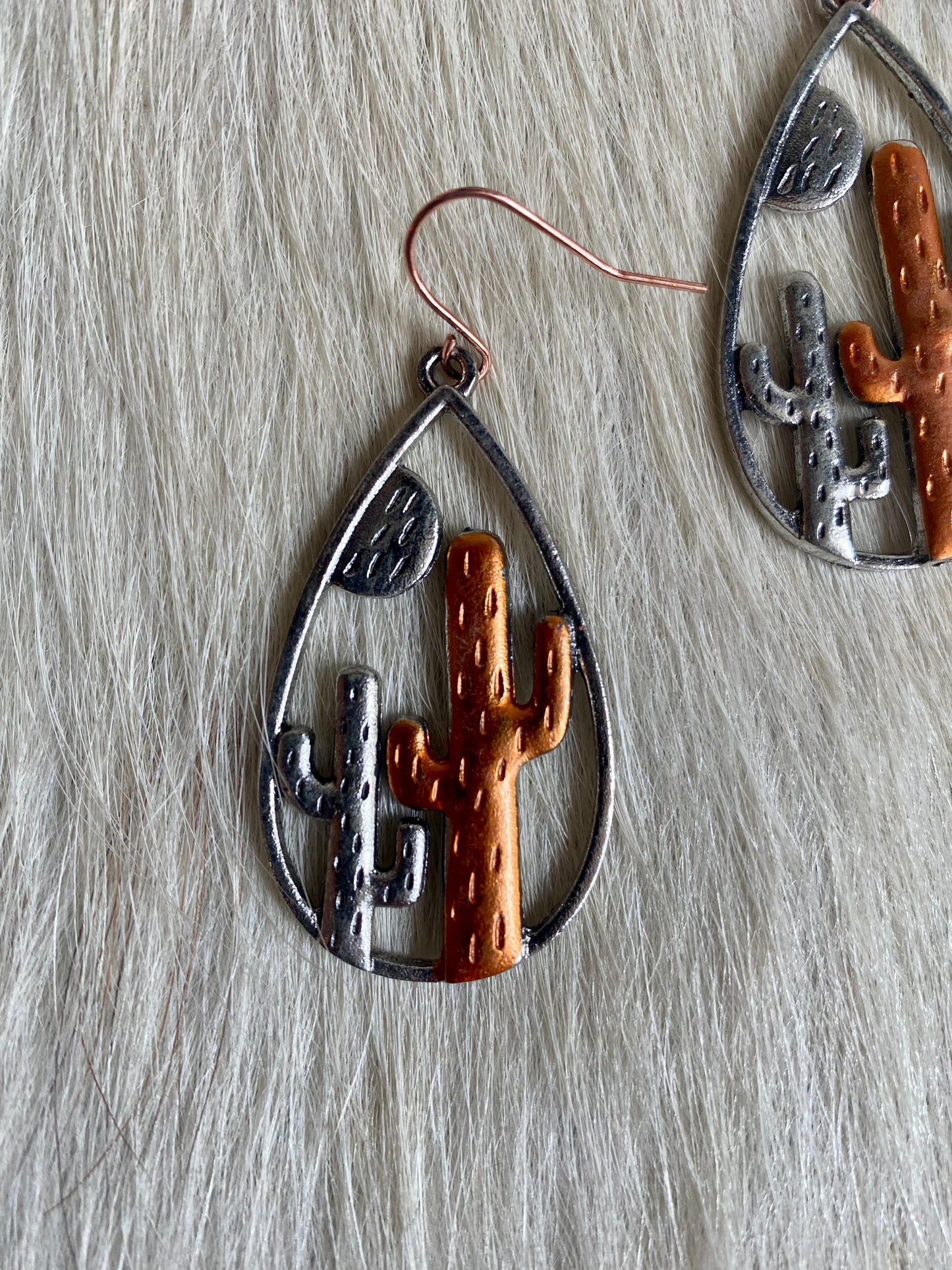 Copper & Silver Teardrop Earrings