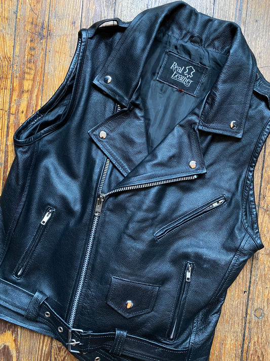 Vintage Real Leather Motorcycle Vest