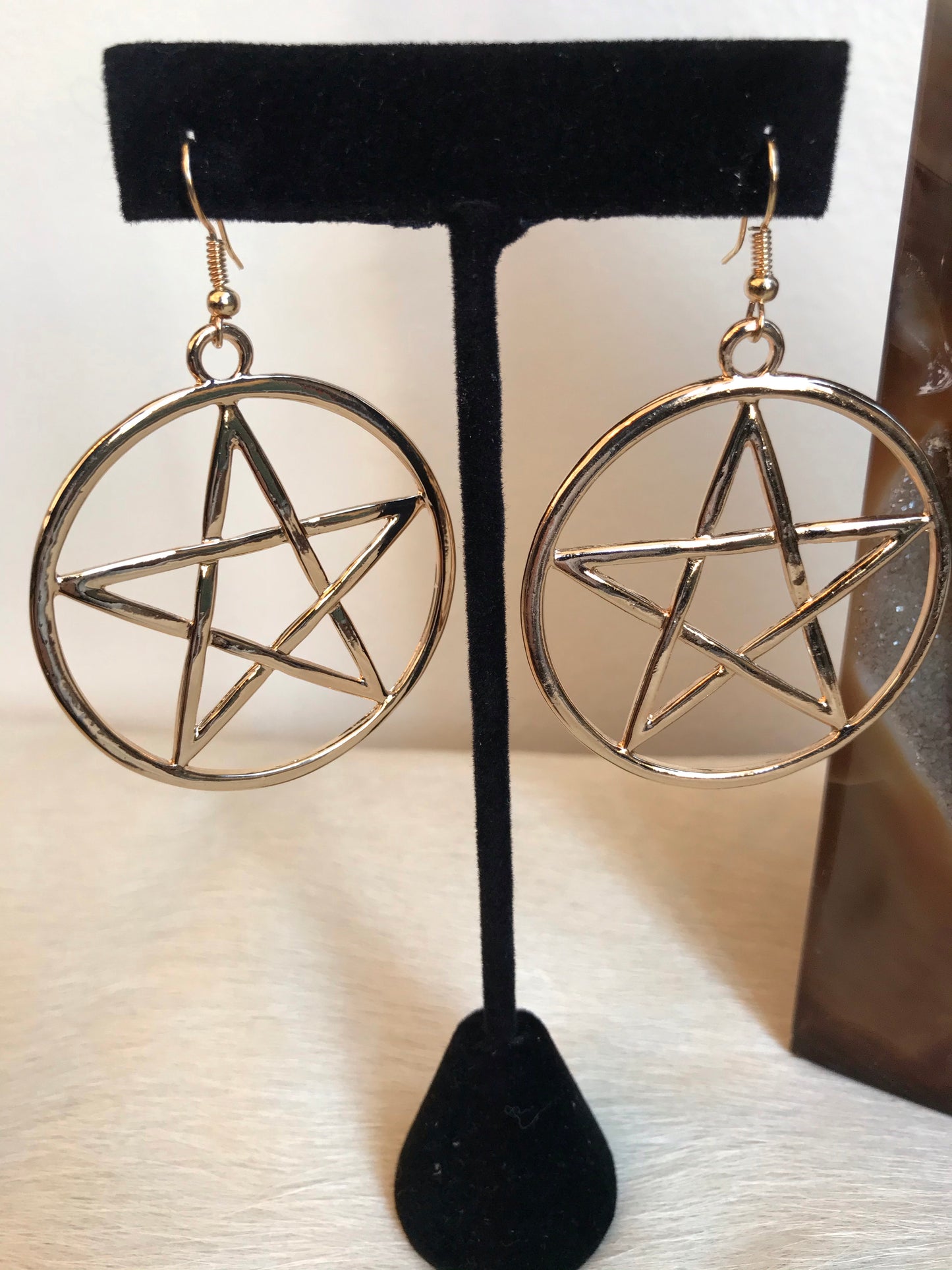 Gold Pentagram Earrings