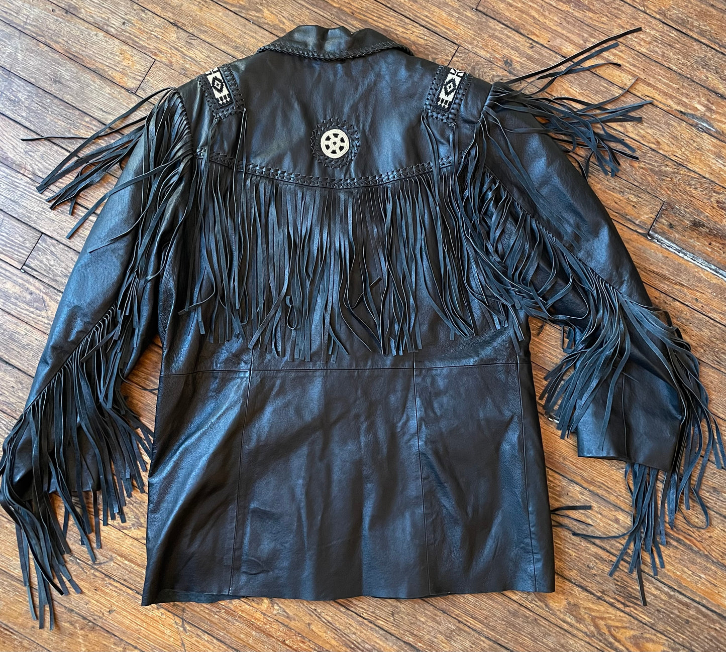 Incredible Scully Leather Fringe and Beaded Western Jacket