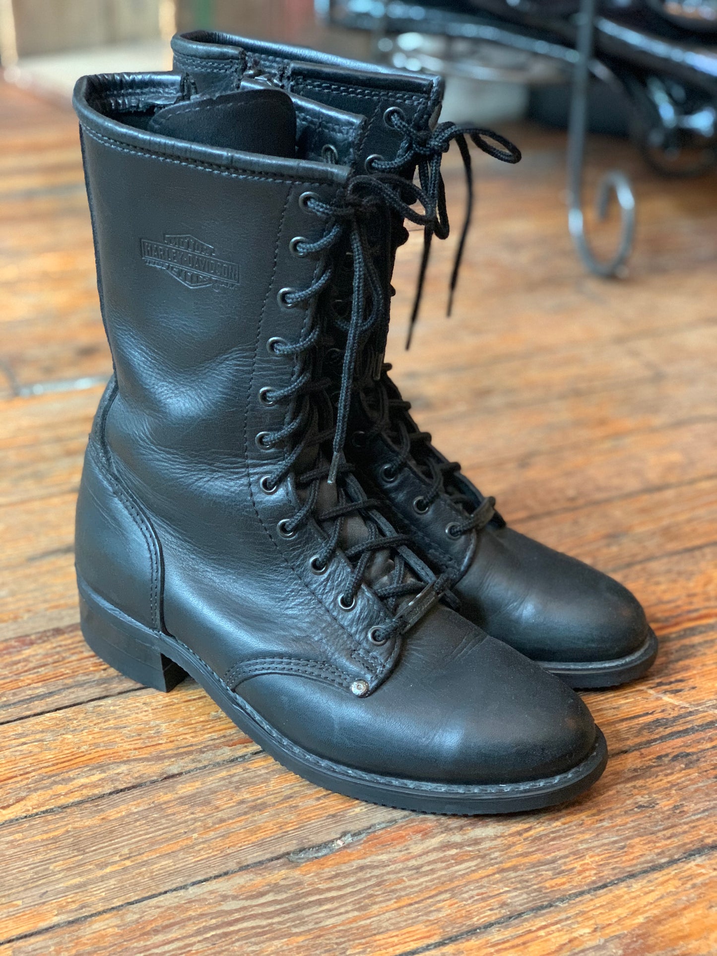 Harley-Davidson Black Lace-up Combat Boots