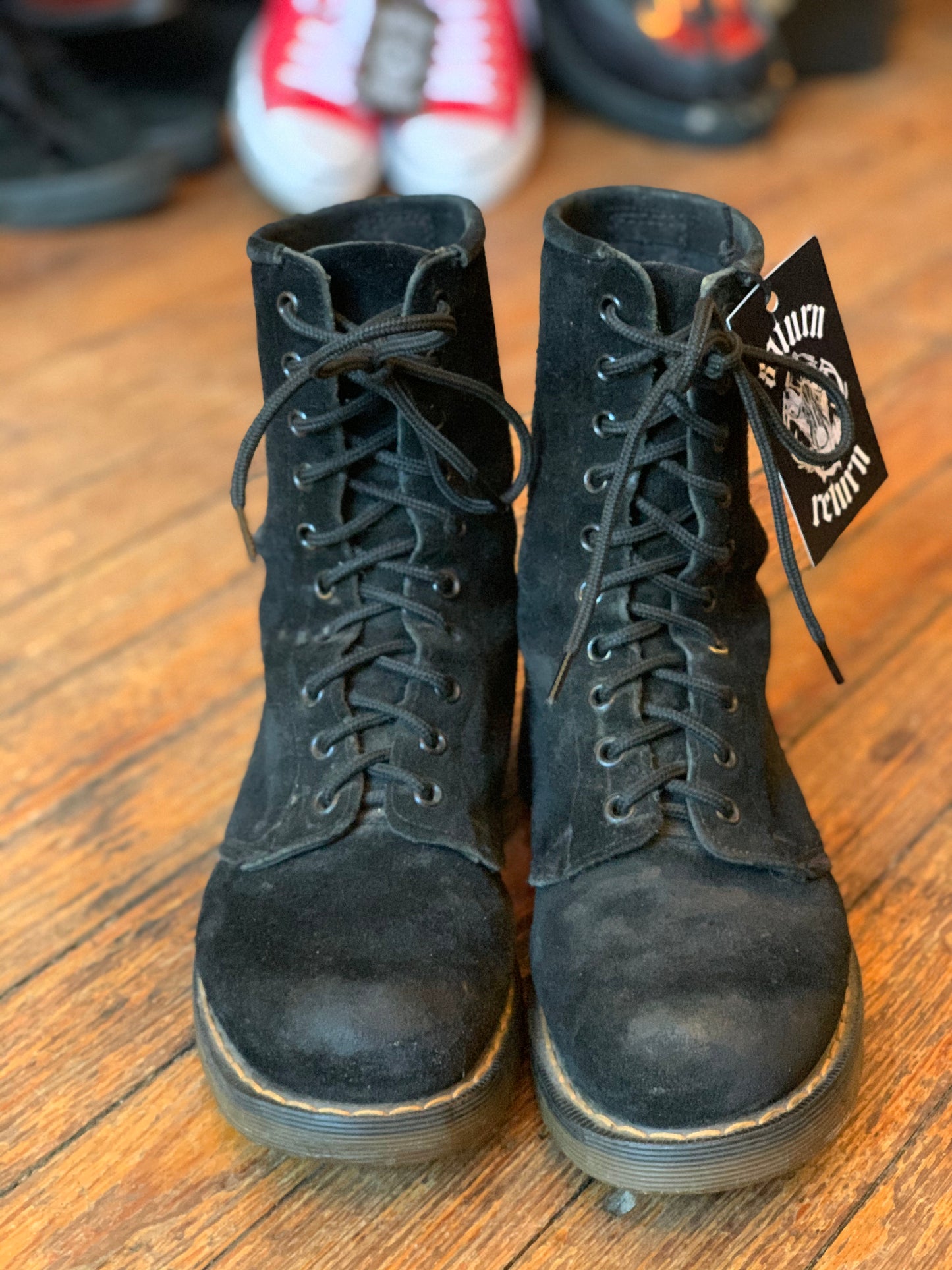 Made In England Black Suede 10 Eyelet Doc Martens Boots