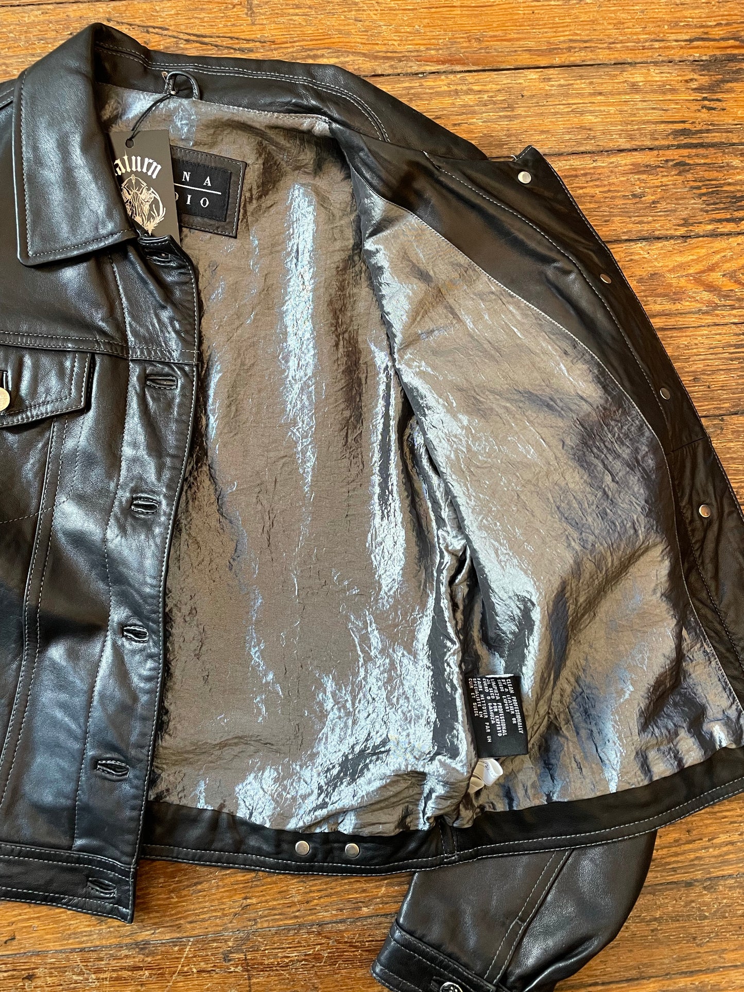 Pre-Loved Soft Black Leather Button Up Jacket