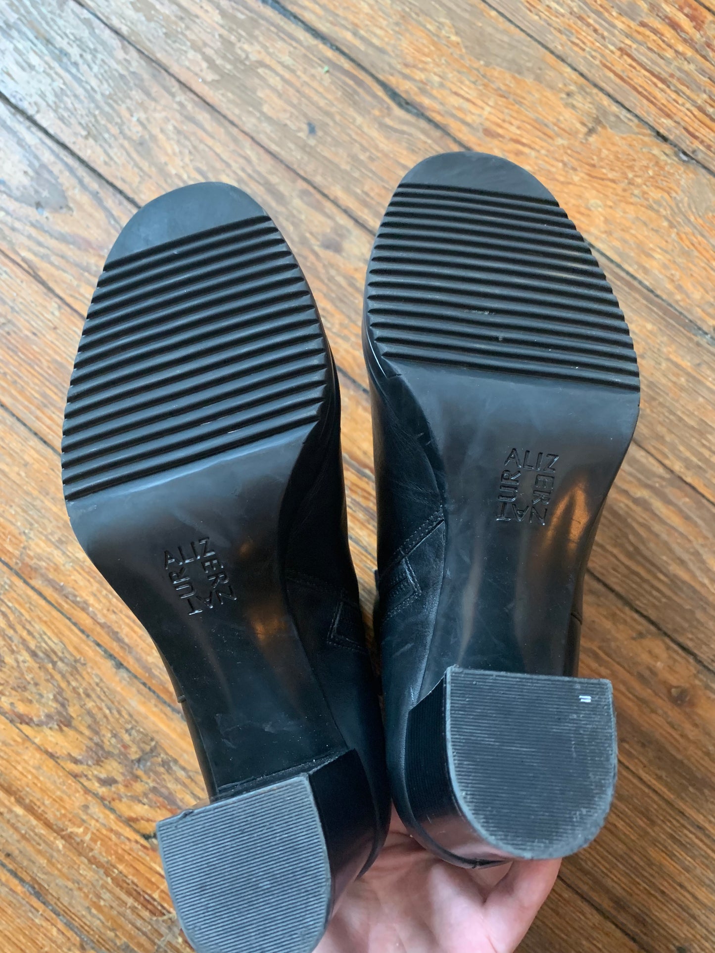 Black Leather Heeled Booties