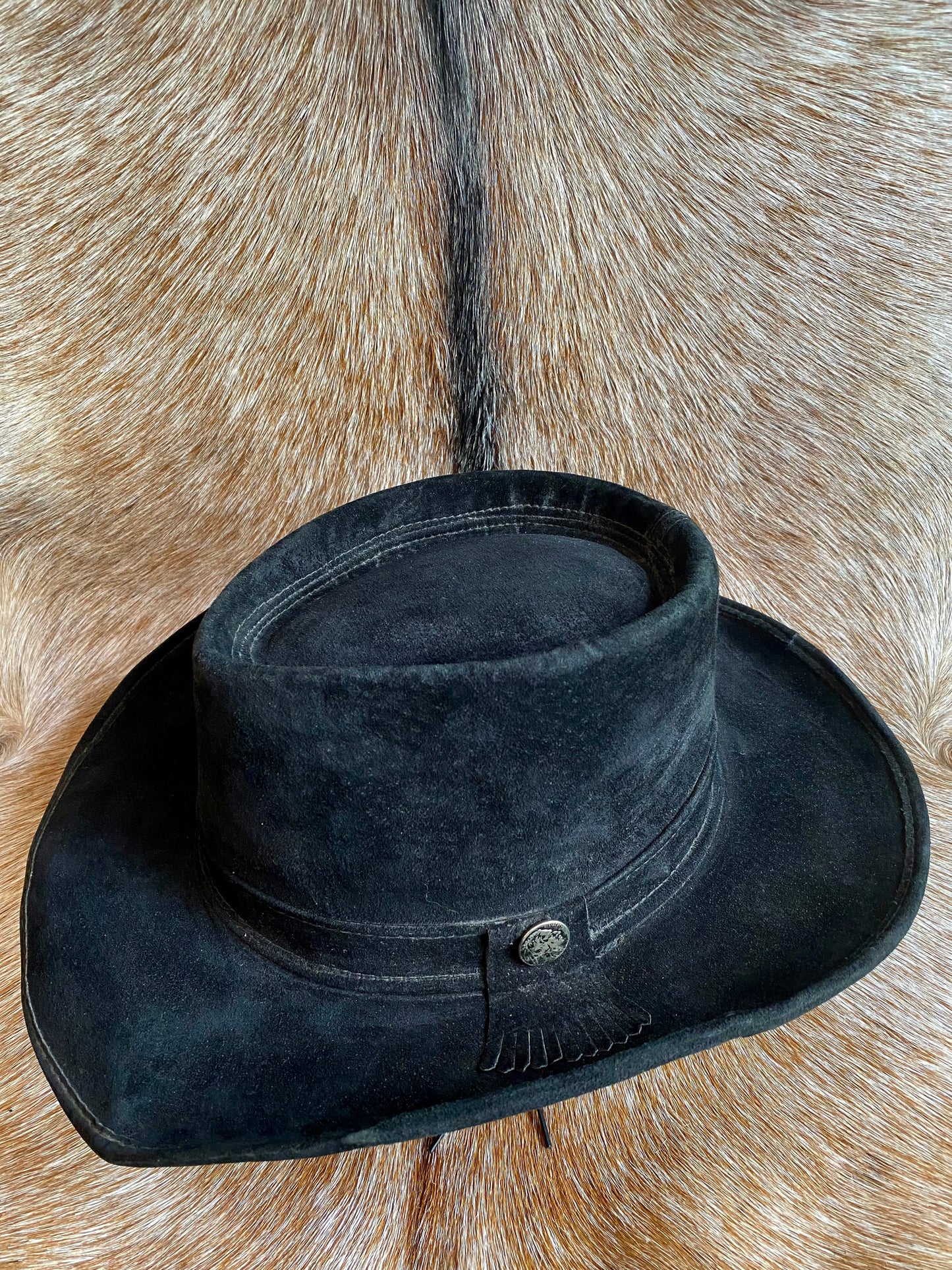 Vintage Henschel Black Suede Cowboy Hat