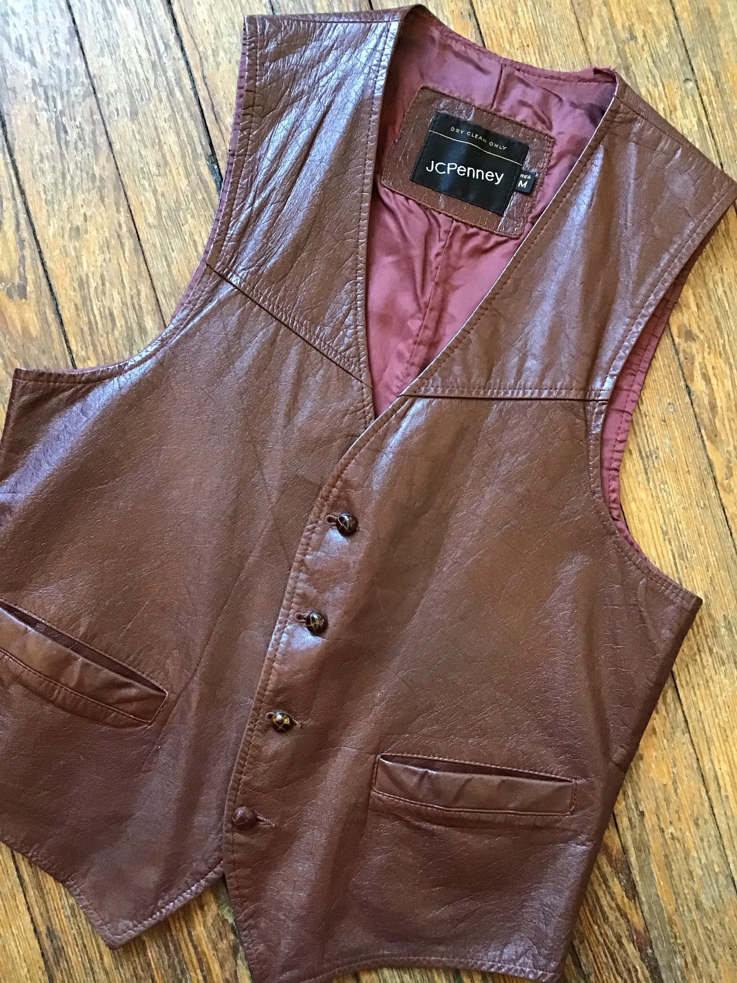 Vintage JCPenney Oxblood Leather Vest