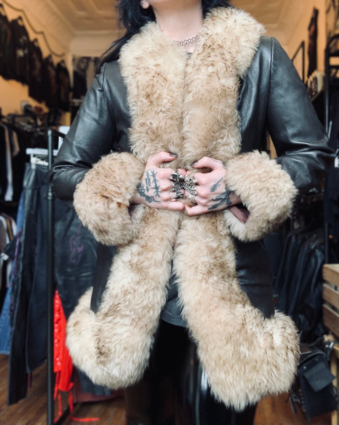 Vintage Imperial Brown Leather Shearling Coat
