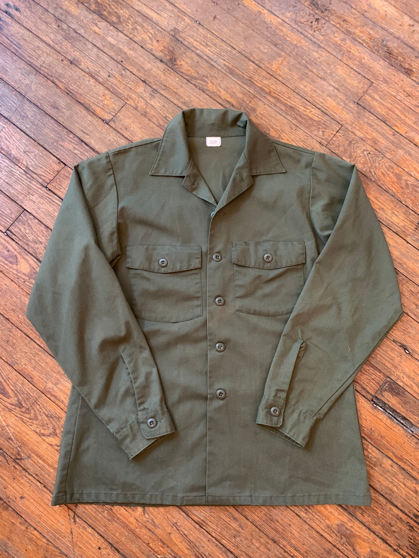 Military Green Canvas Button Up Shirt