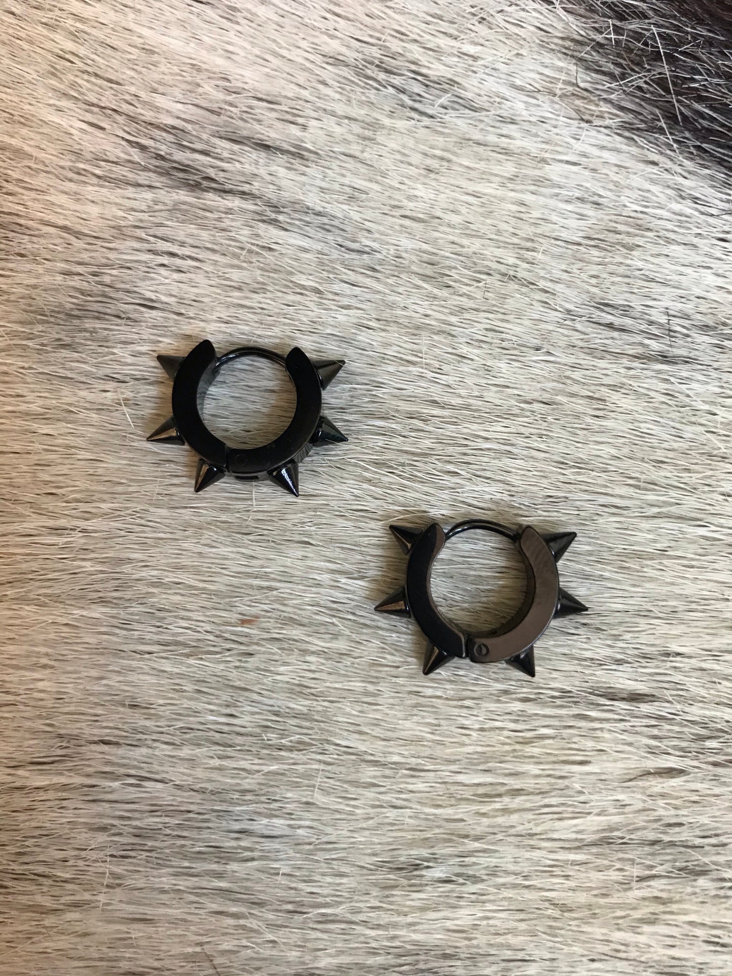 Small Black Spike Hoop Earrings