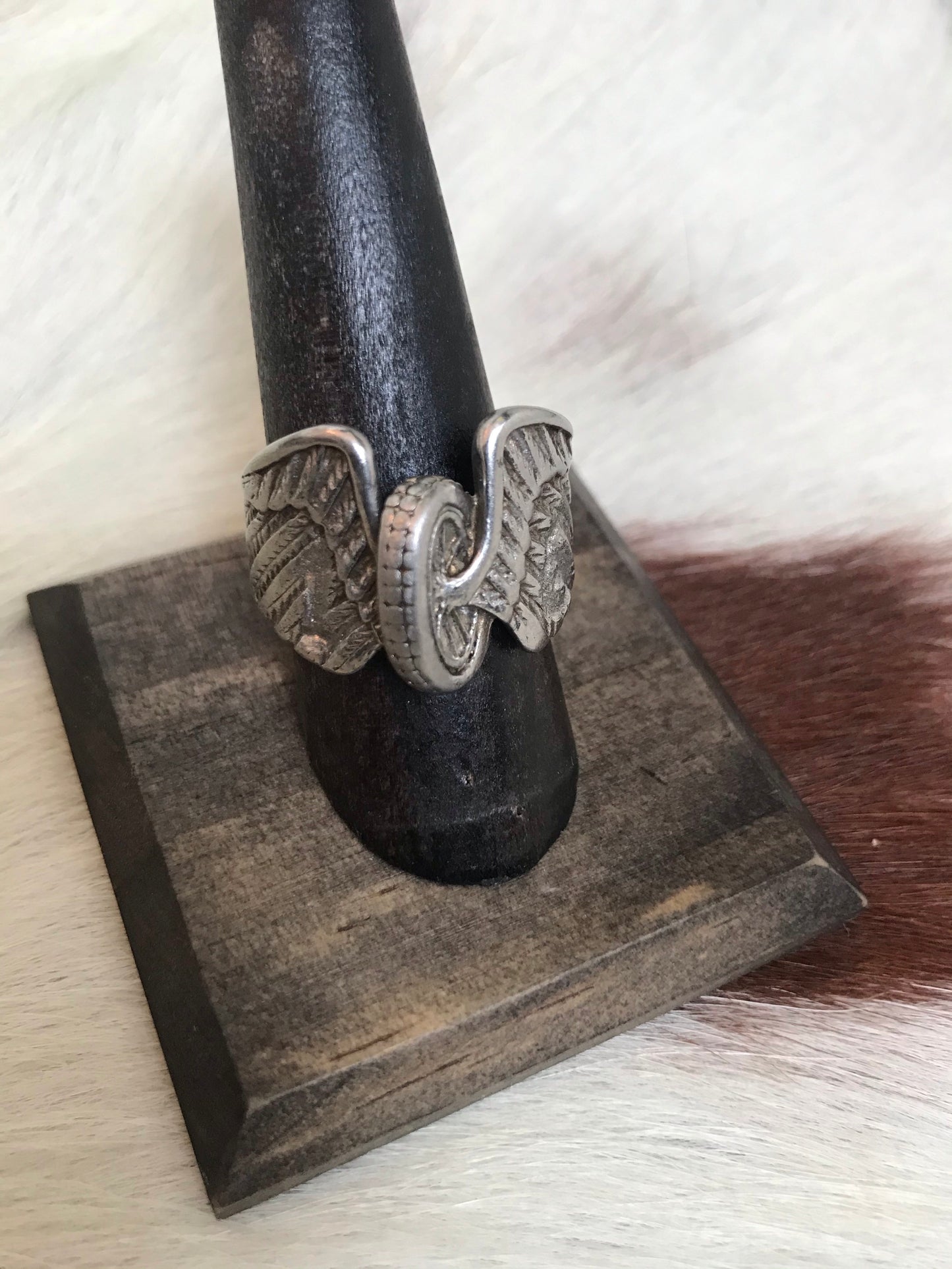 Sterling Silver Plated Hell on Wheels Biker Ring
