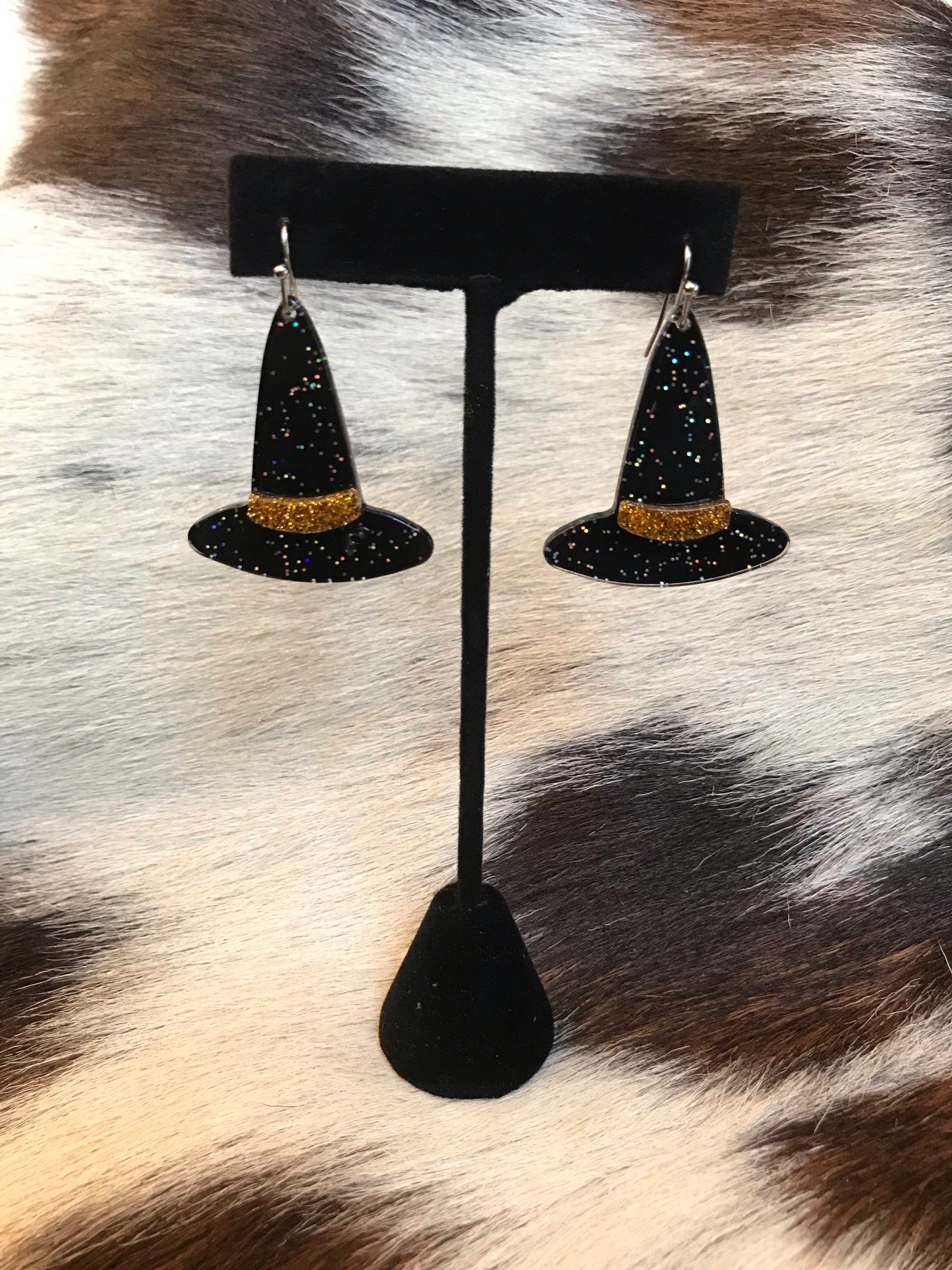 Glitter Witch Hat Earrings