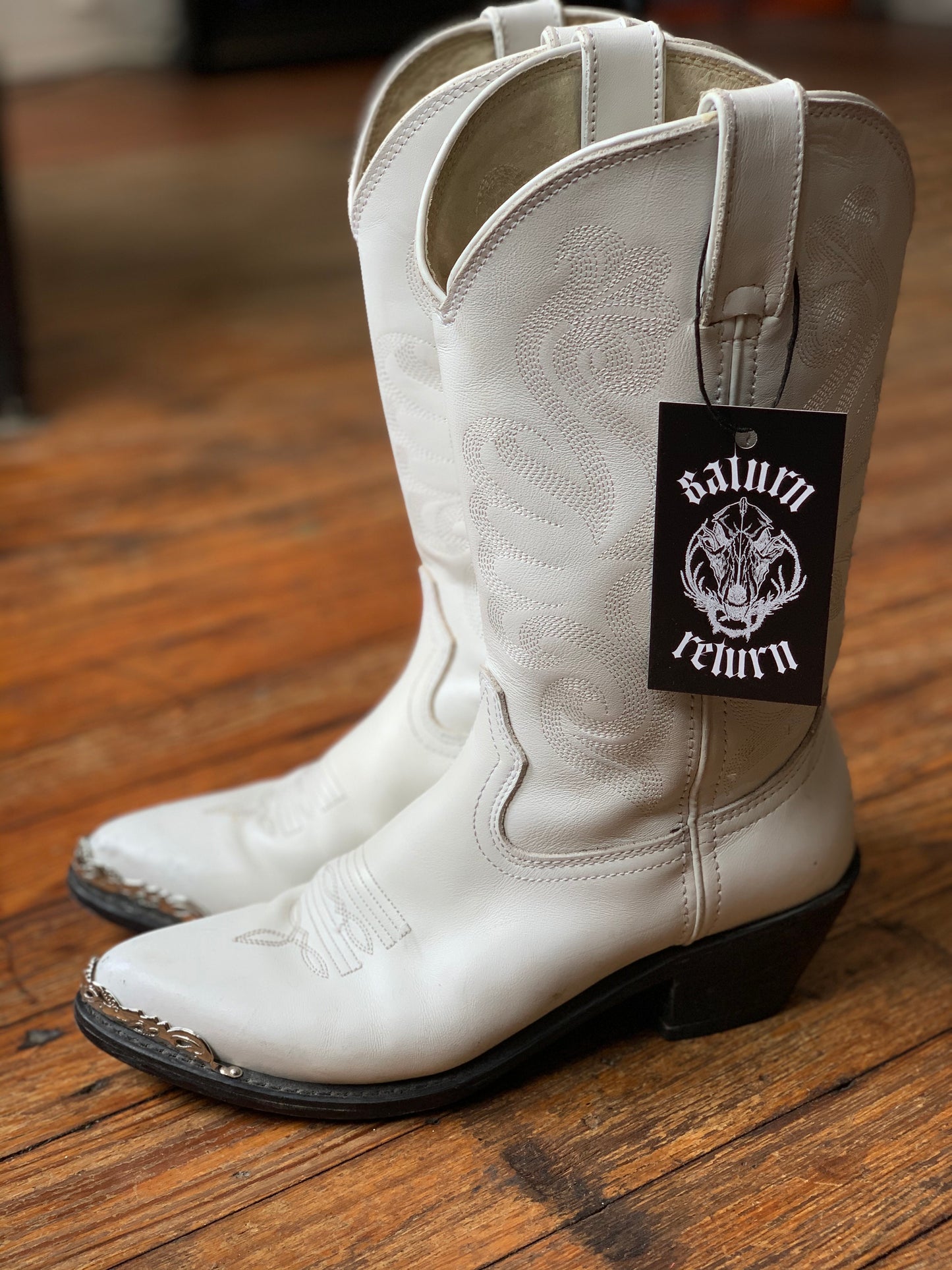 Durango White Silver-Tipped Cowboy Boots