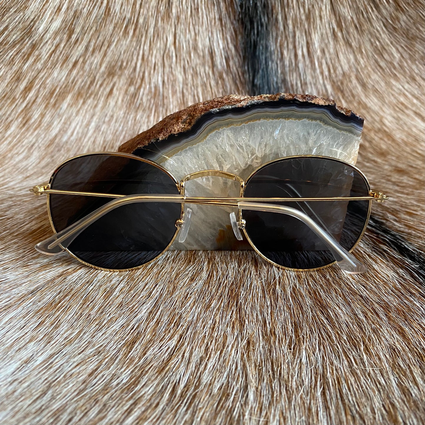 Gold Wire Frame w/ Black Lenses Sunglasses