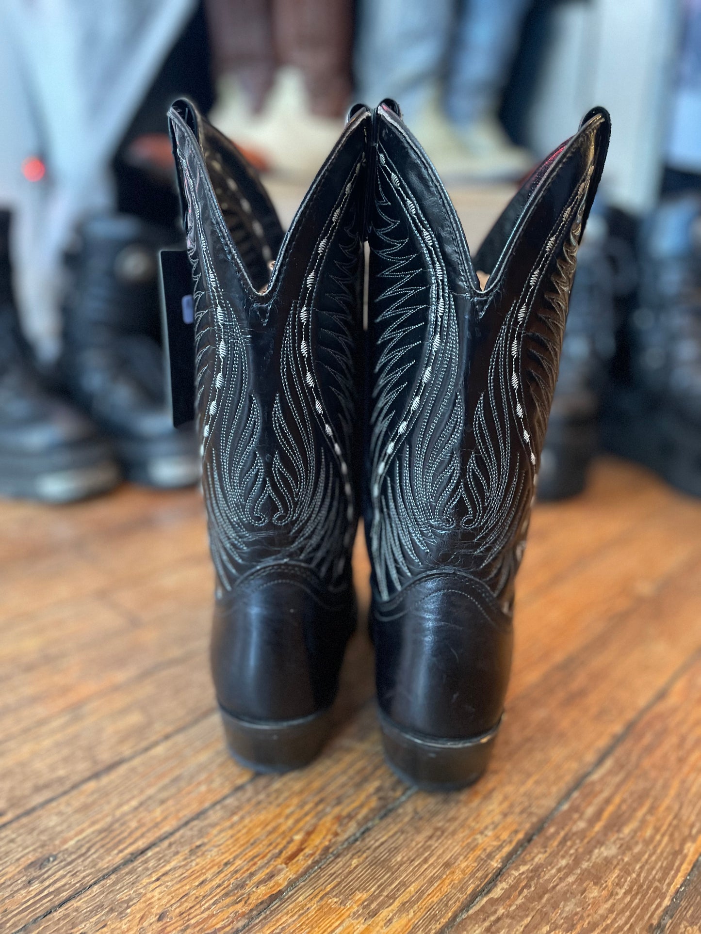 Laredo Black and White Snakeskin Cowboy Boots