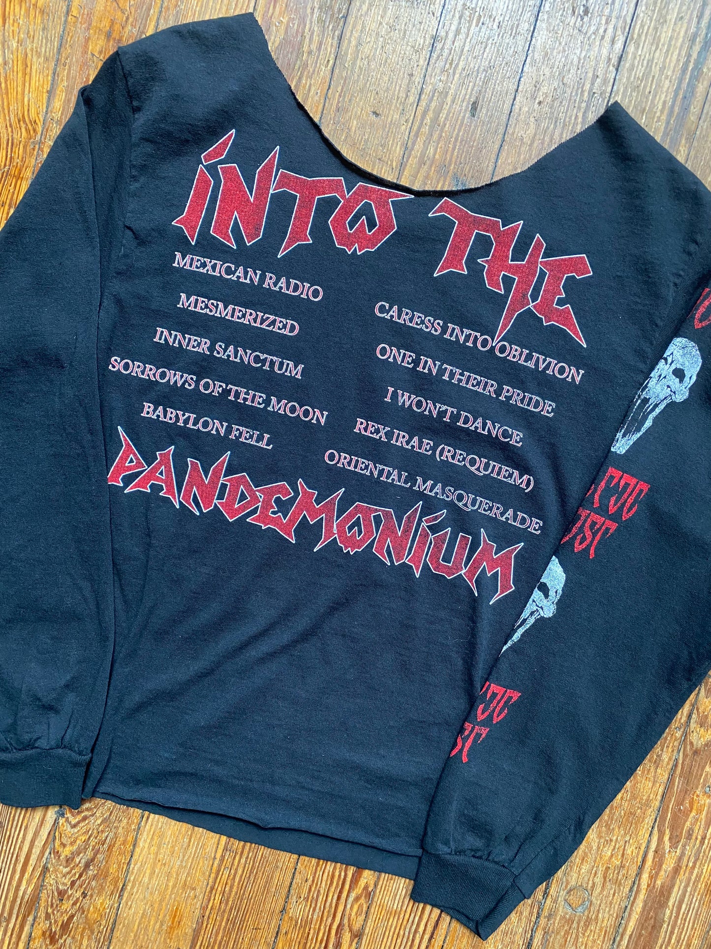 Celtic Frost “Into the Pandemonium” Altered Collar Long Sleeve Cropped Shirt