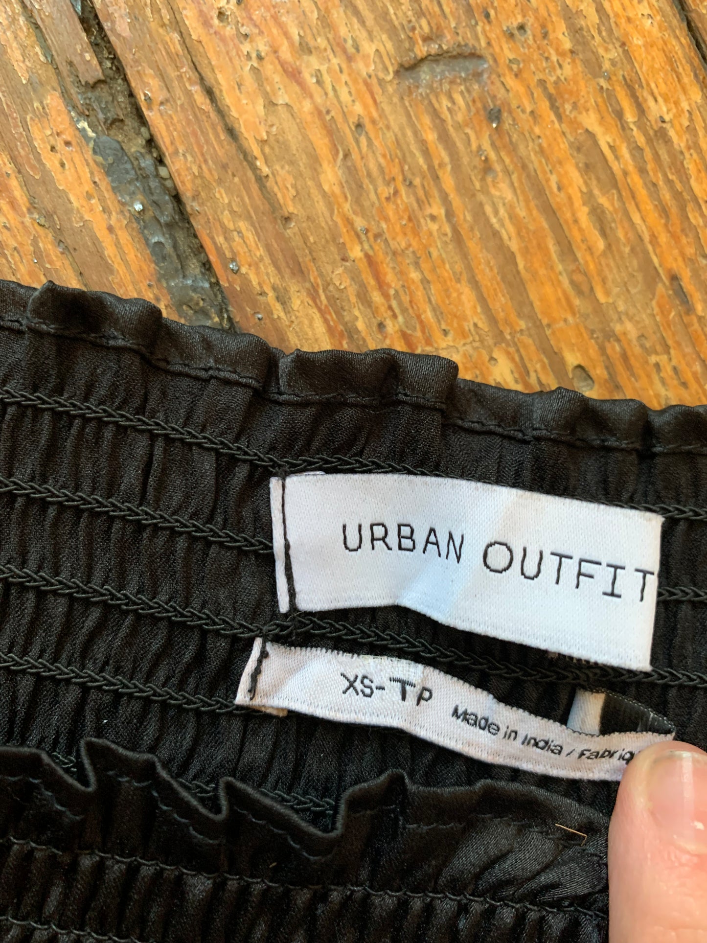 Urban Outfitters Black Rouched Puffy Sleeve Crop Top