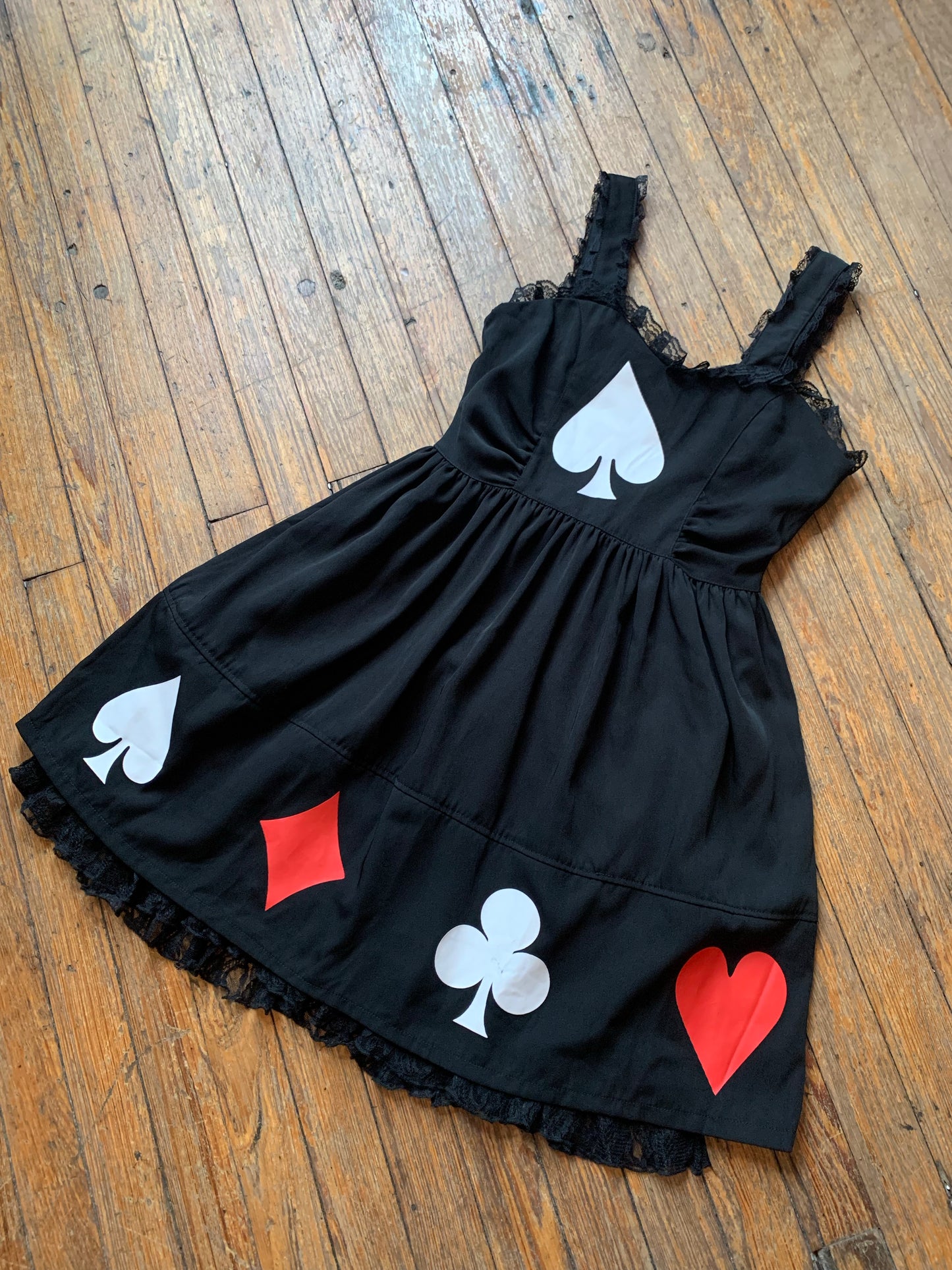 Black Playing Card Suit Frilly Dress