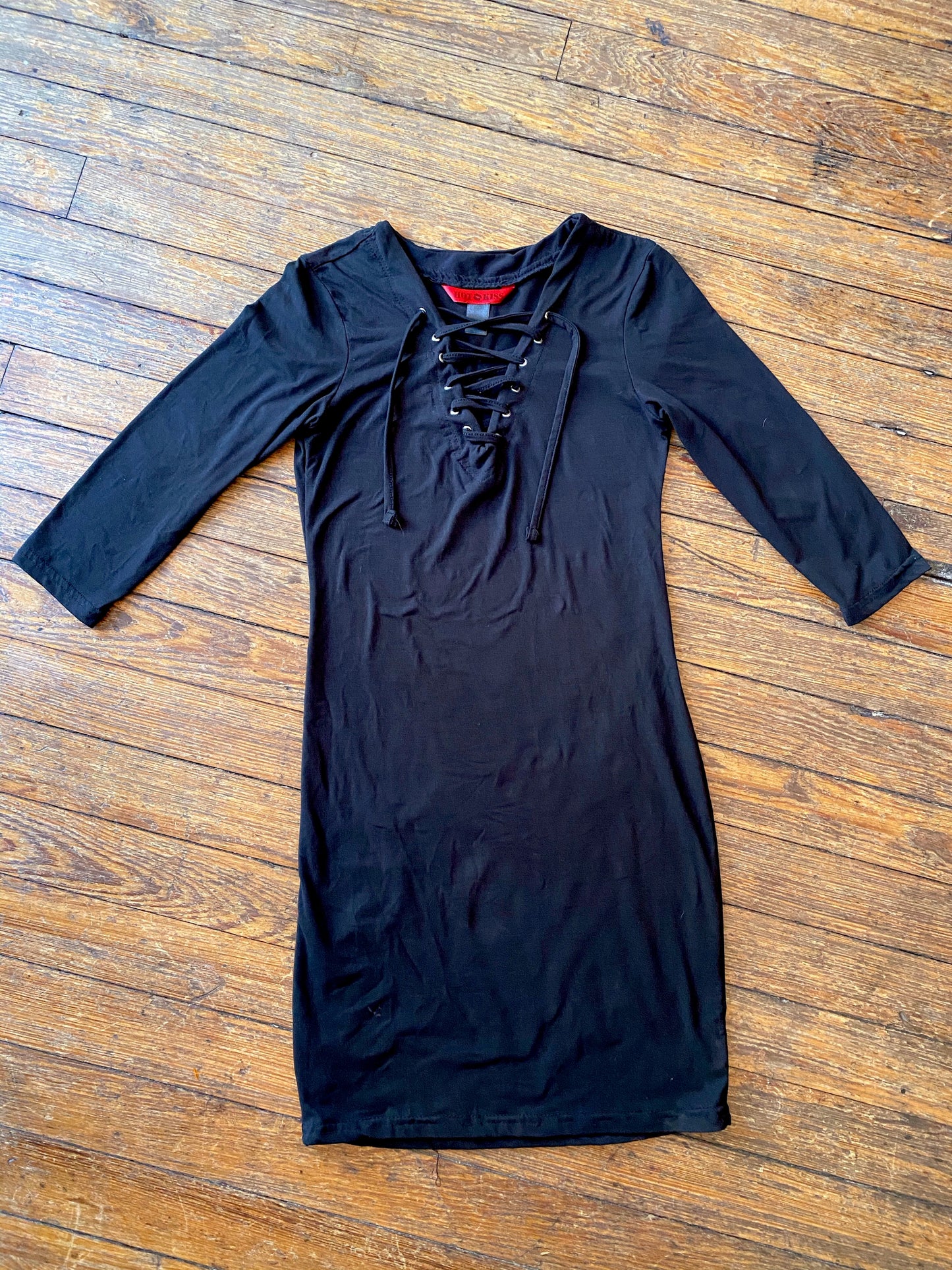 Black Lace-up Bodycon Dress