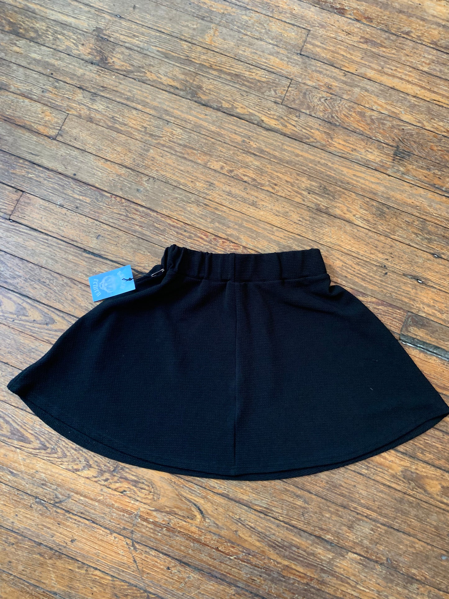 Black Textured Skater Skirt