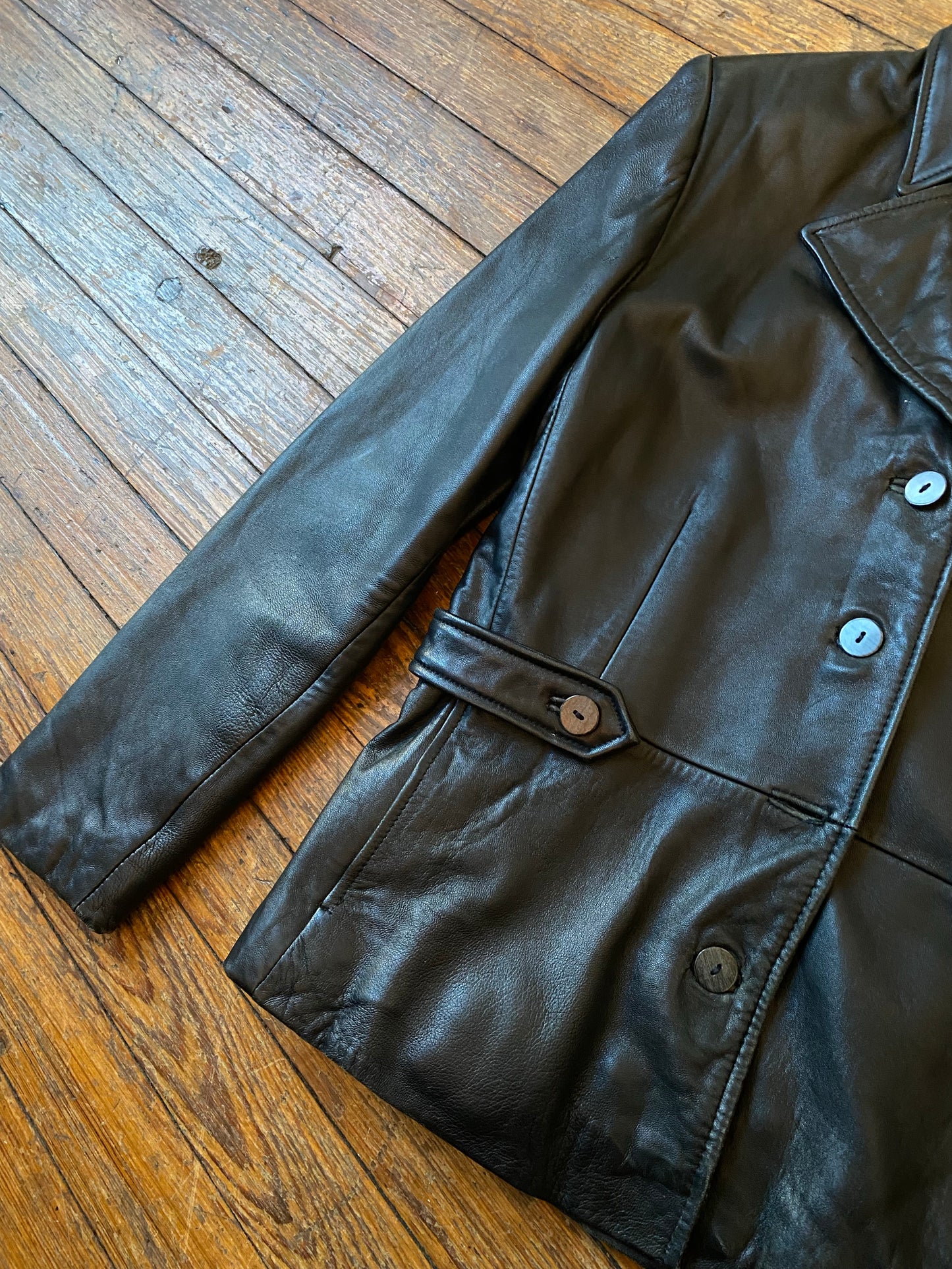 Y2K Siena Studio Mid-Length Black Leather Jacket