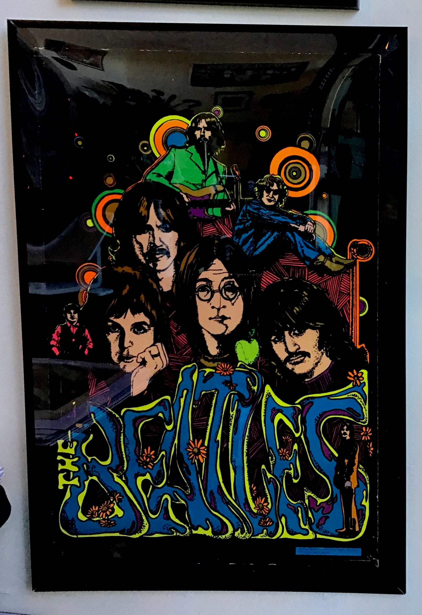 Original 1975 Beatles Black Light Velvet Poster