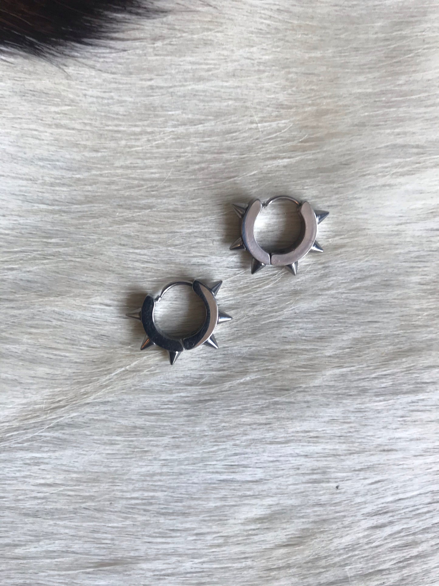 Small Silver Spike Hoop Earrings